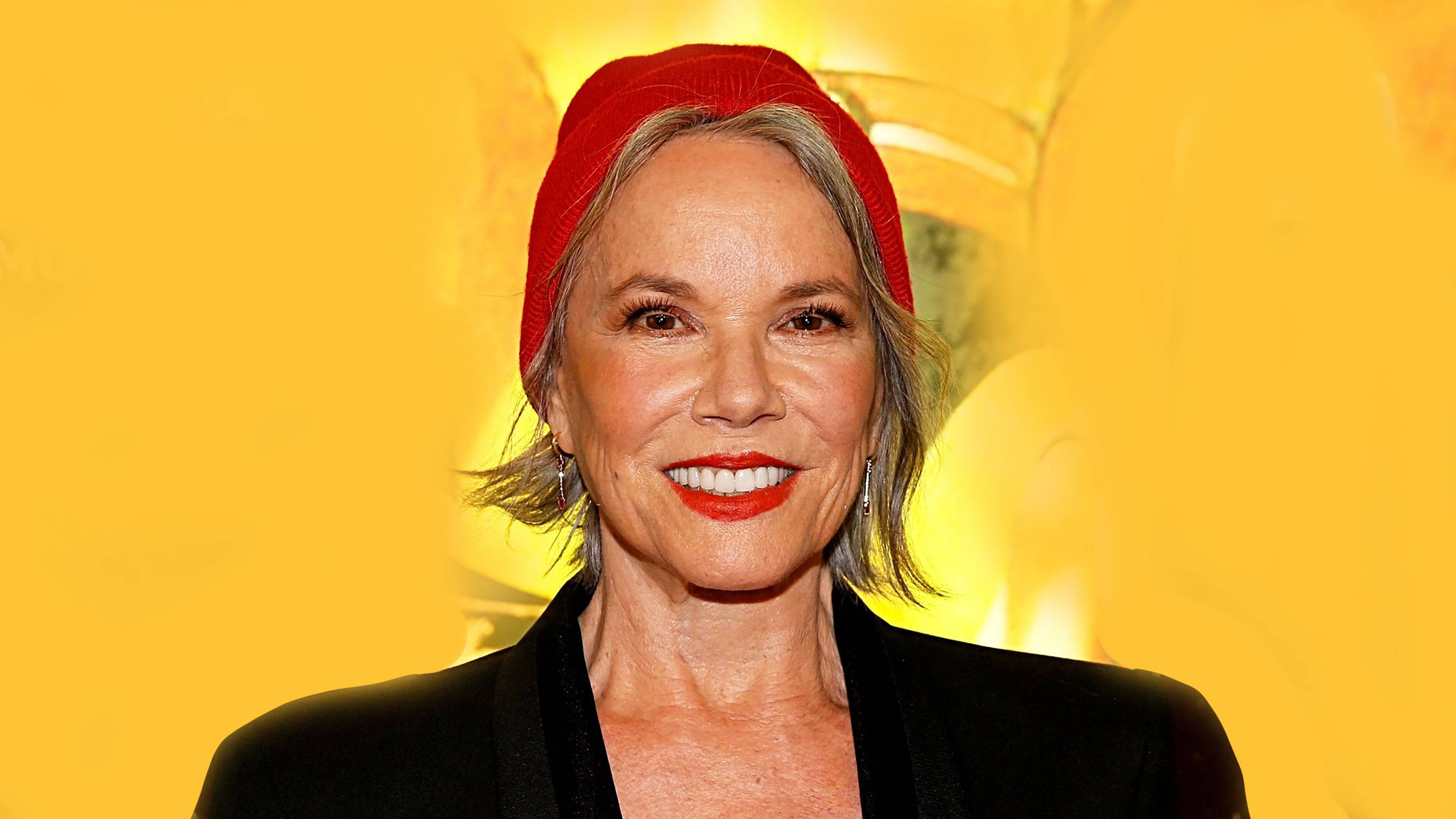 Barbara Hershey, red beanie, bold red lipstick, 2K Desktop Wallpaper