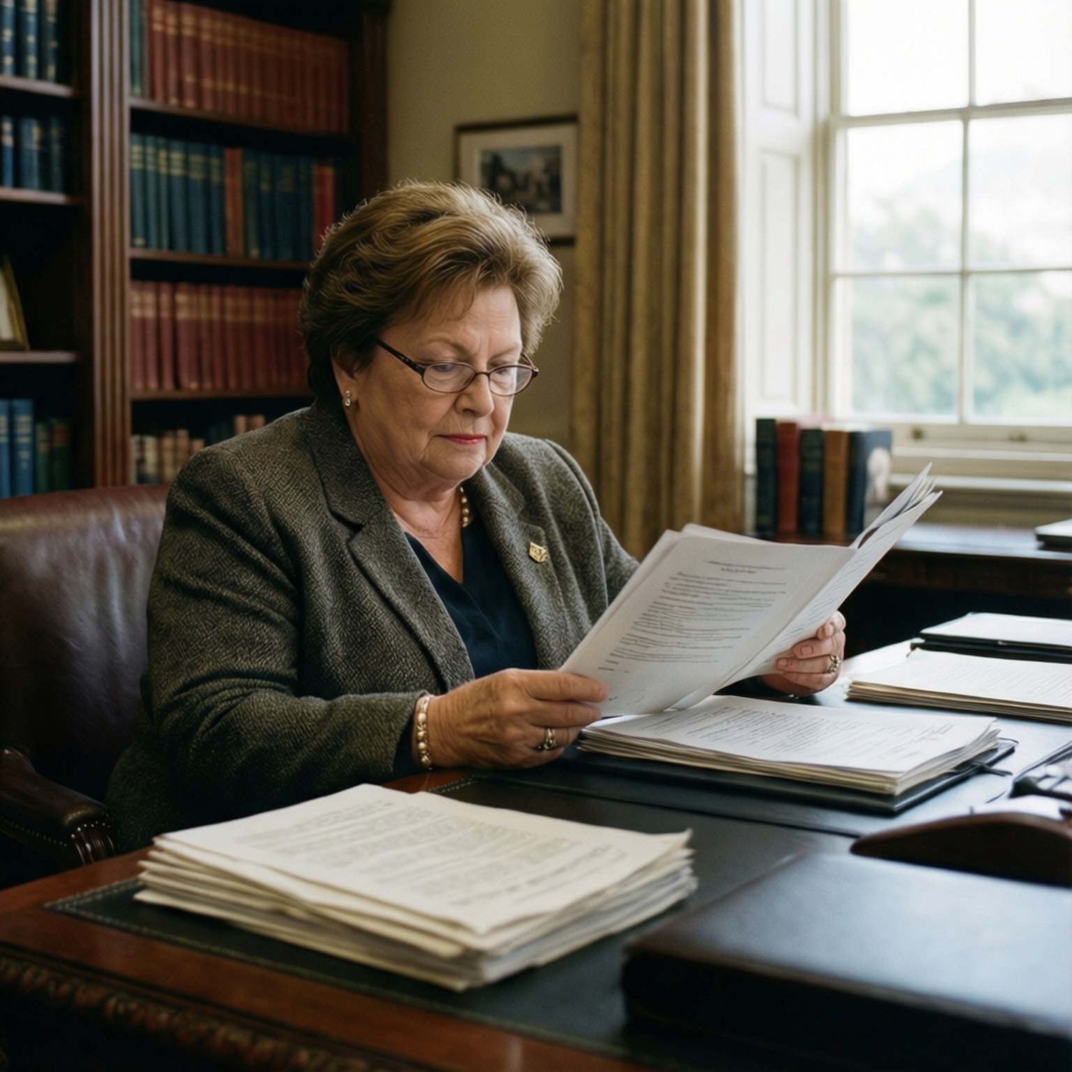 Barbara Mikulski, office, reading, HD Desktop Wallpaper