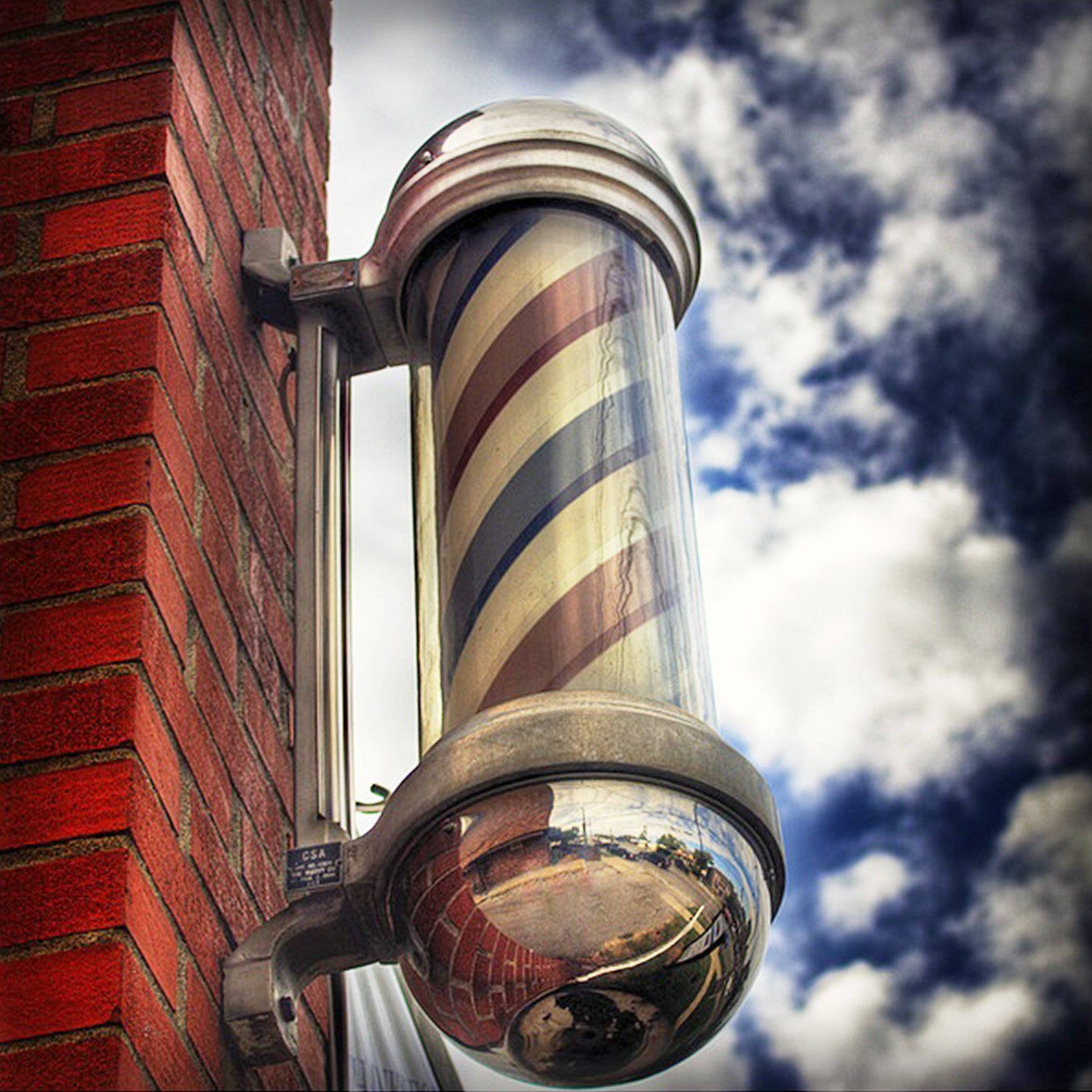 Dreamy Barber Pole, red white and blue stripes, cloudy sky, HD Desktop Wallpaper