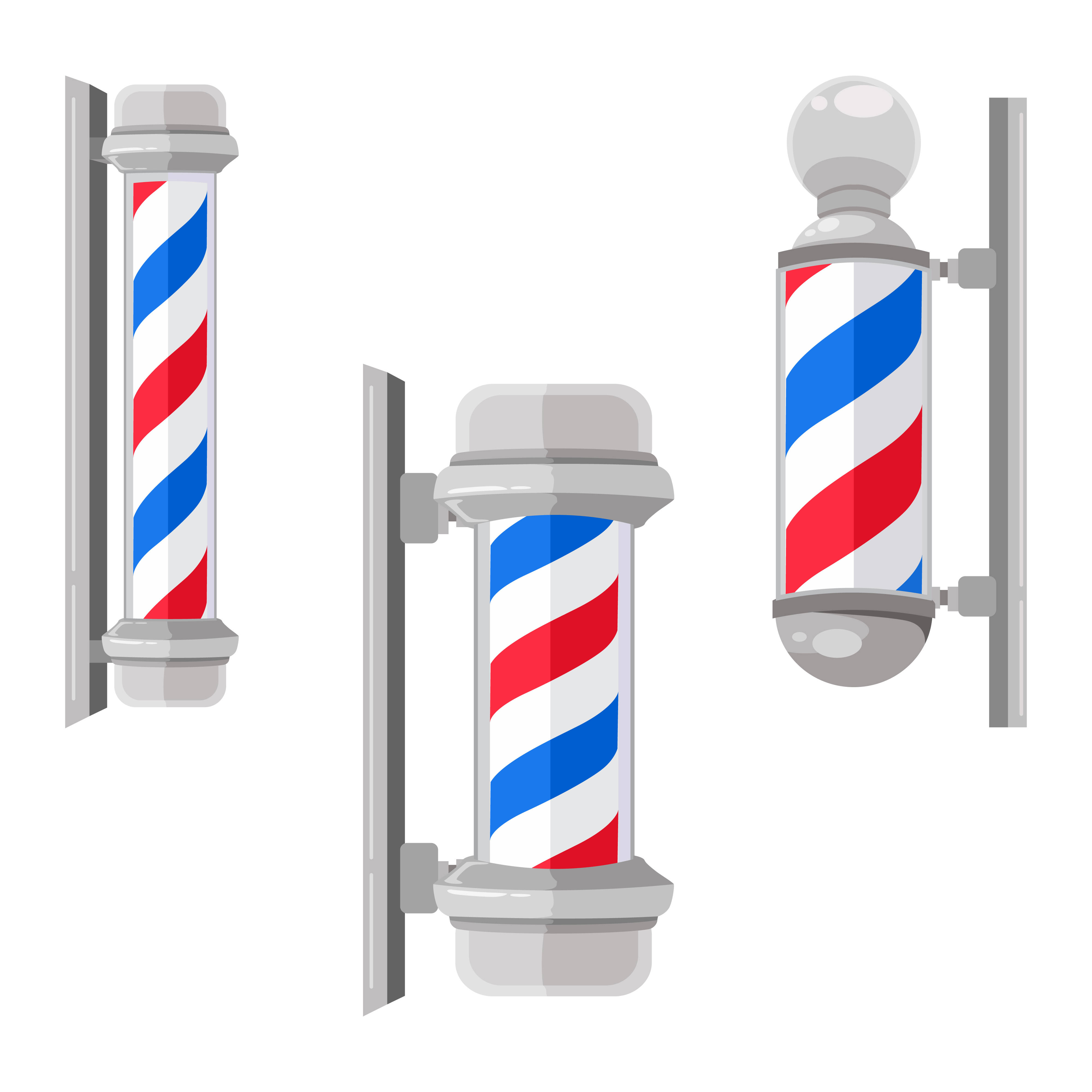 barber pole, red blue and white diagonal stripes, gray brackets, 4K Desktop Wallpaper