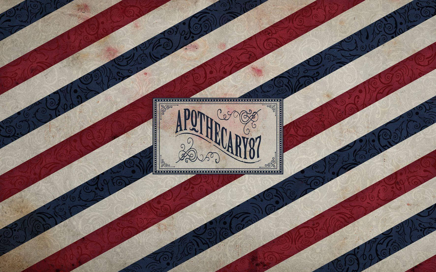 old barber pole design, diagonally striped red blue and cream, ornate swirl patterns, HD Desktop Wallpaper
