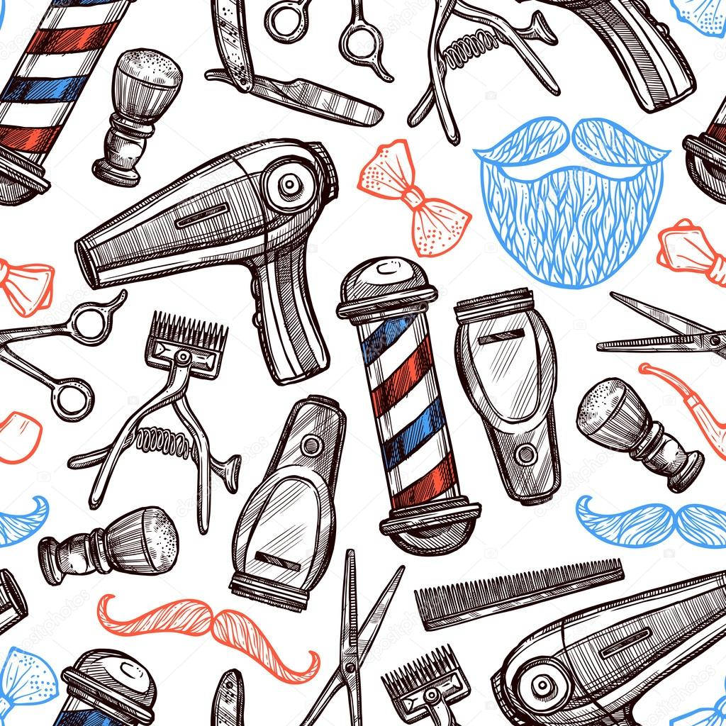 barber pole, vintage barbershop tools, black red and blue, SD Desktop Wallpaper