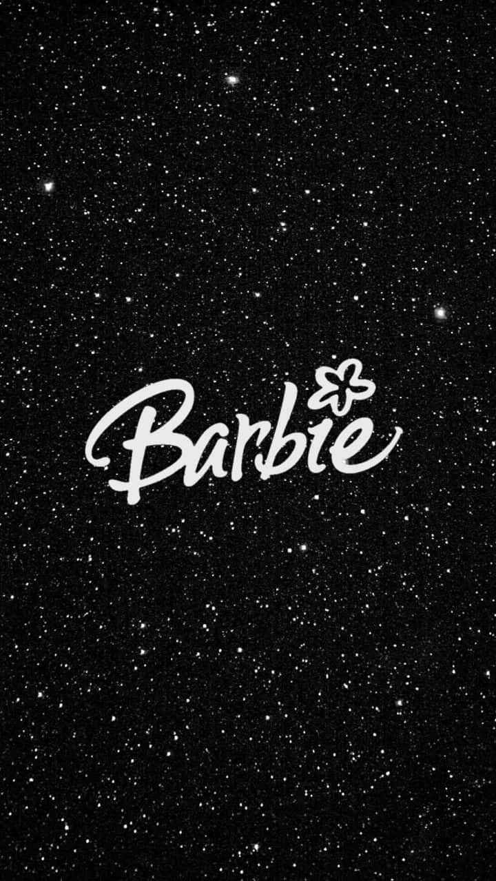 Barbie, white cursive script, starry black night sky, SD Phone Wallpaper