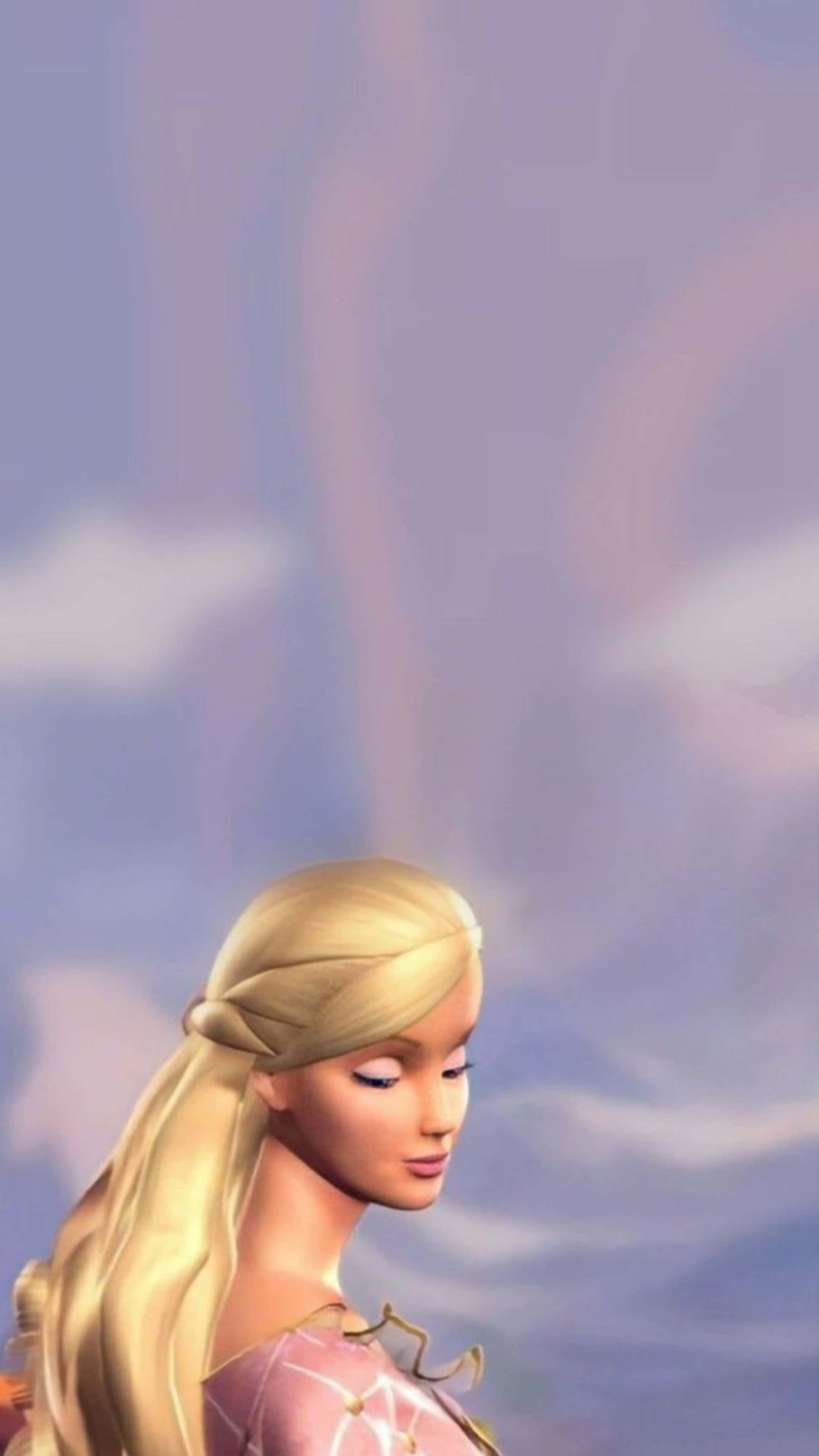Barbie, pink dress, soft purple and blue sky, 4K Phone Wallpaper
