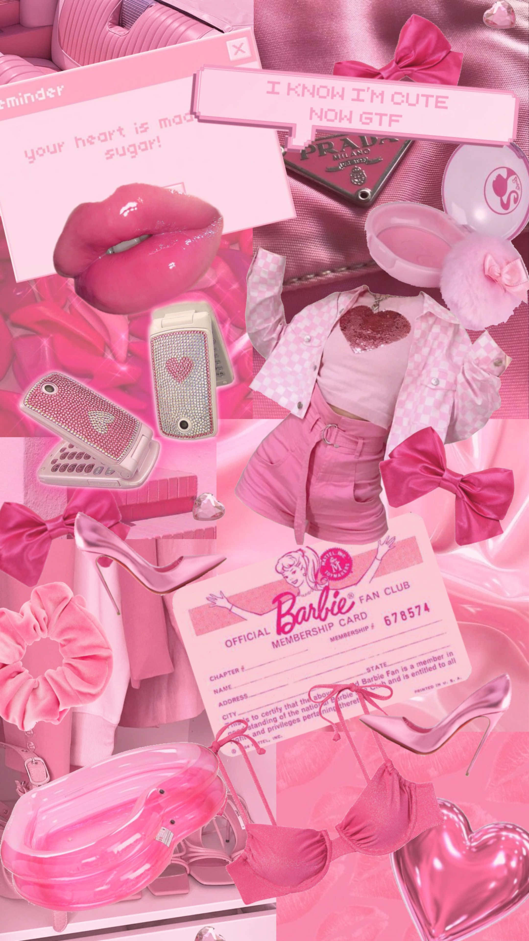 Barbie, pink aesthetic, membership card, 4K Phone Wallpaper