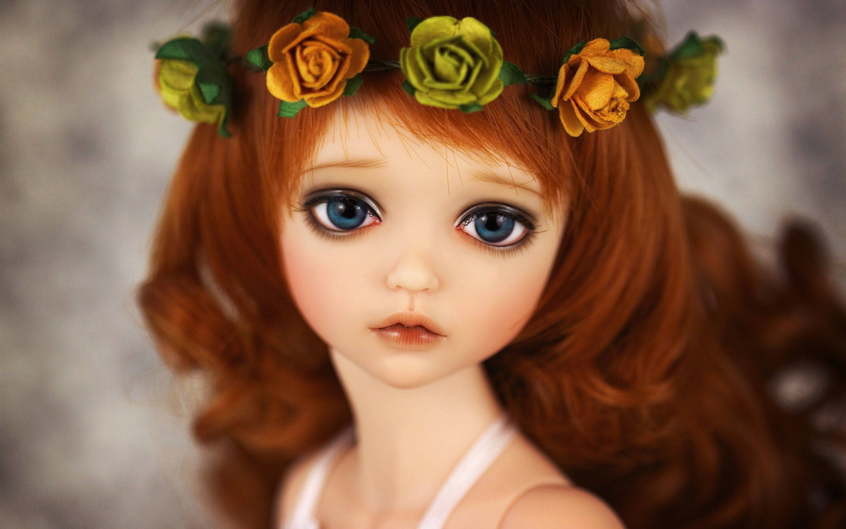 Barbie Doll, flower crown, yellow roses, 2K Desktop Wallpaper