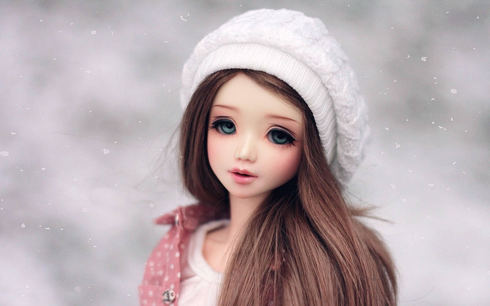 Barbie Doll, large blue eyes, long brown hair, Full HD Desktop Wallpaper