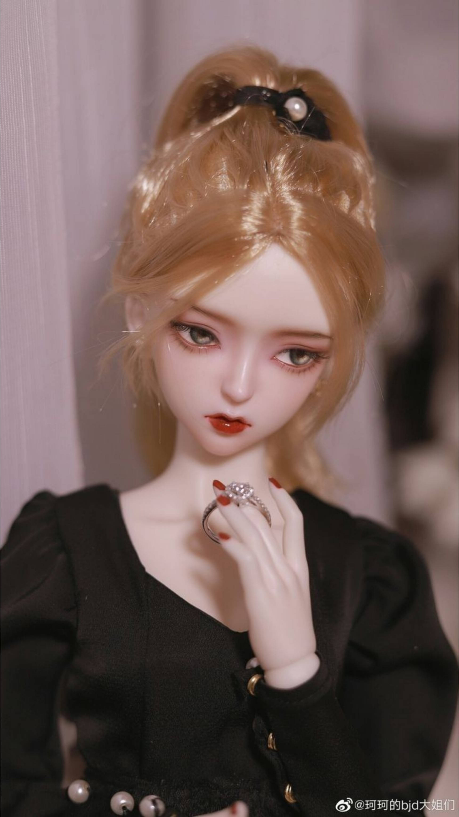 Barbie Doll, golden hair, high bun, 2K Phone Wallpaper