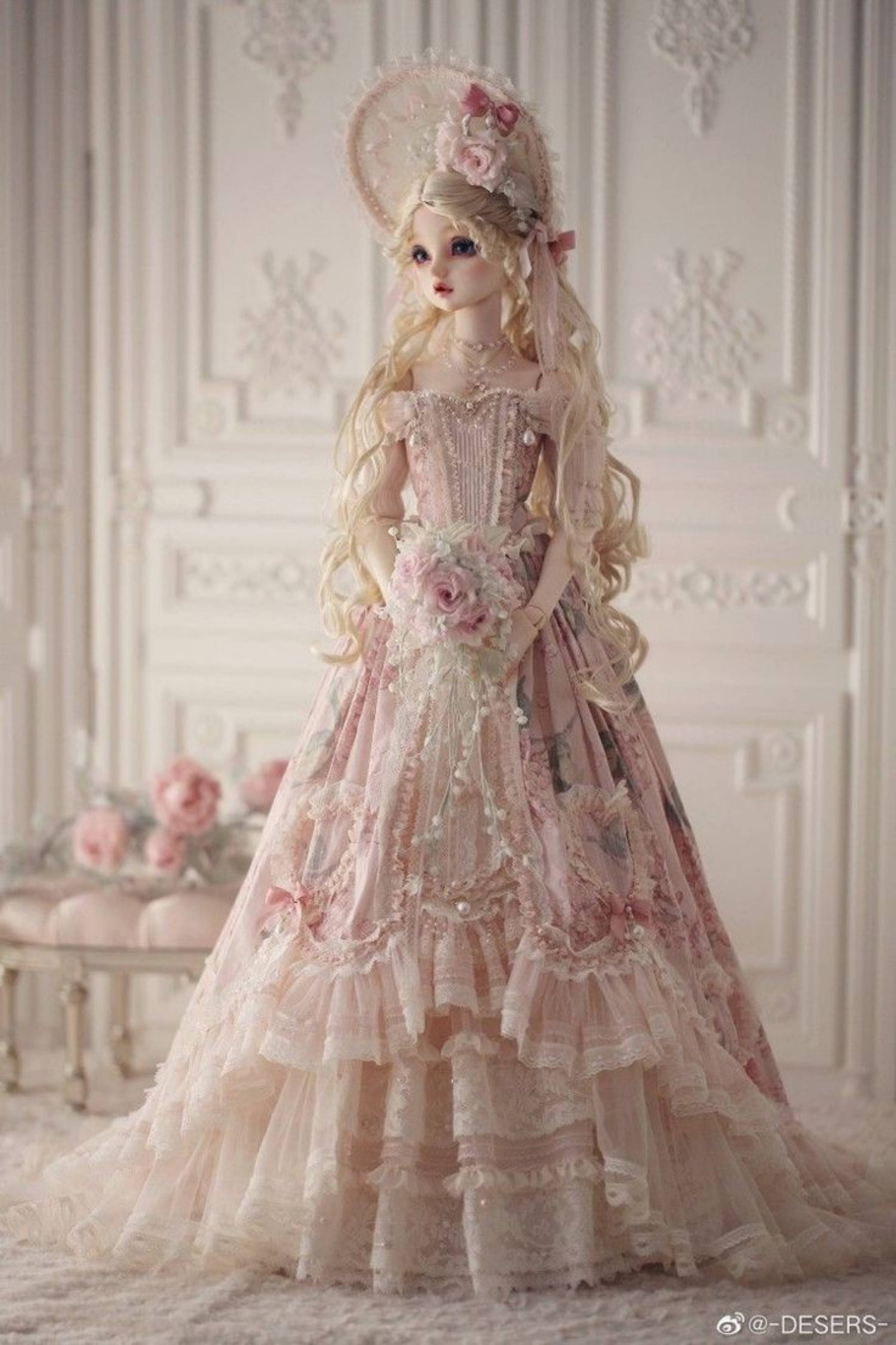 Barbie Doll, princess lolita gown, pink lace gown, 2K Phone Wallpaper