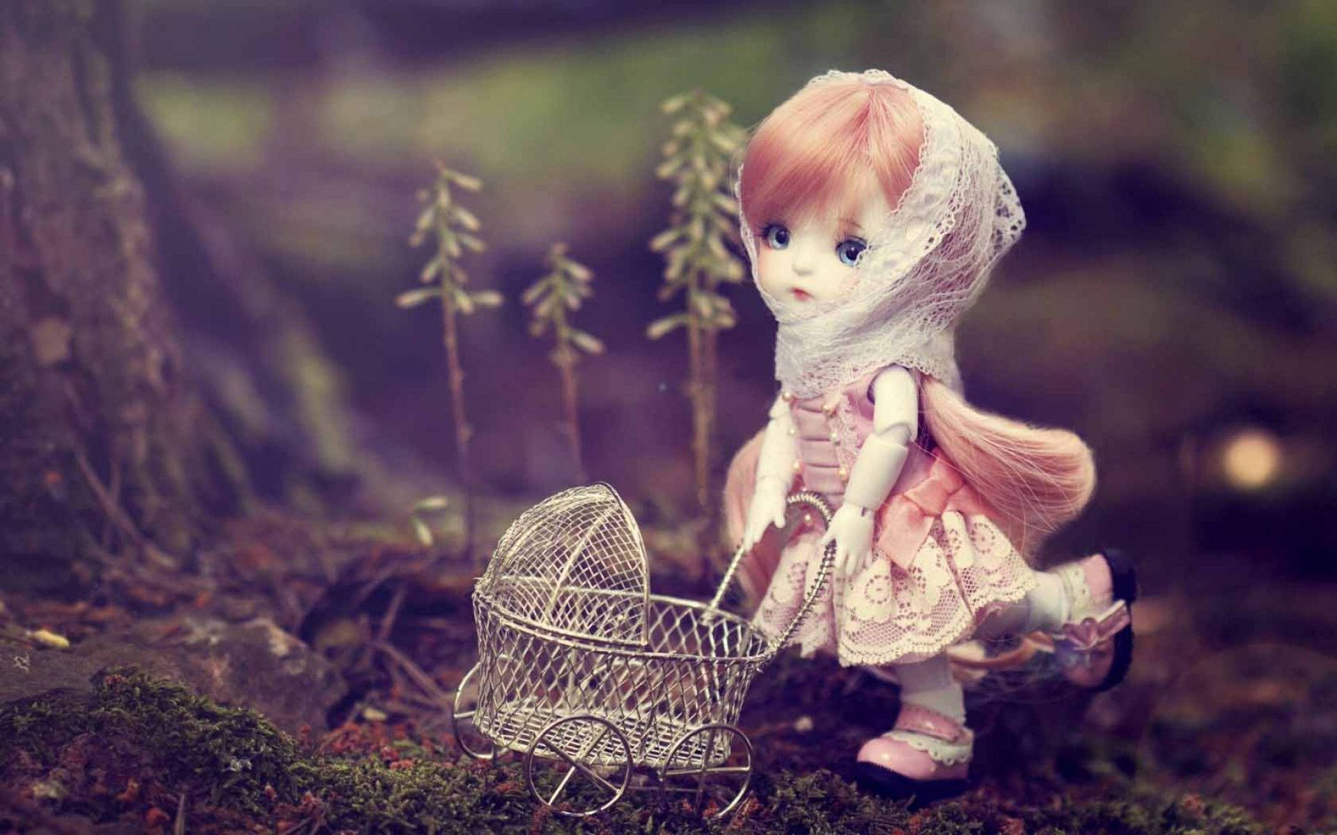 Barbie Doll, pink hair, lace veil, Full HD Desktop Wallpaper