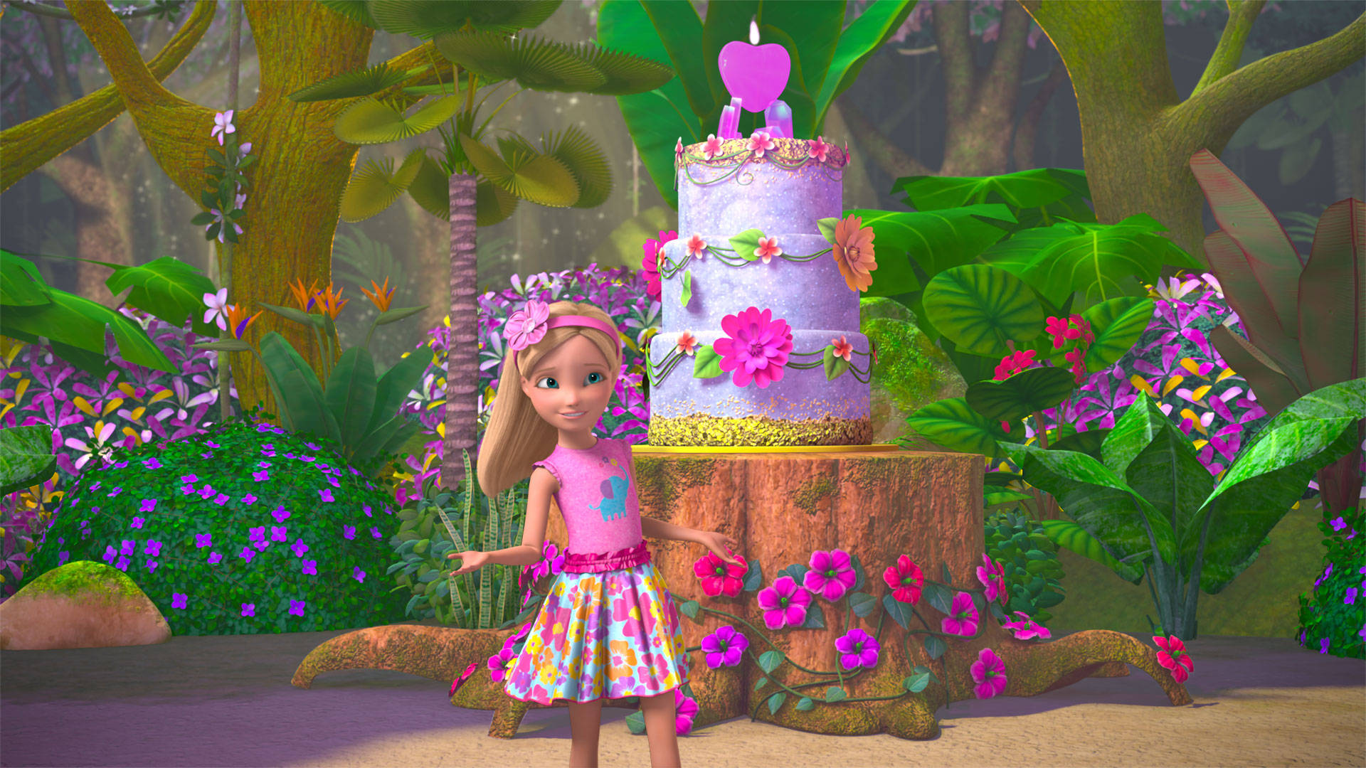Barbie, birthday cake, purple, Full HD Desktop Wallpaper