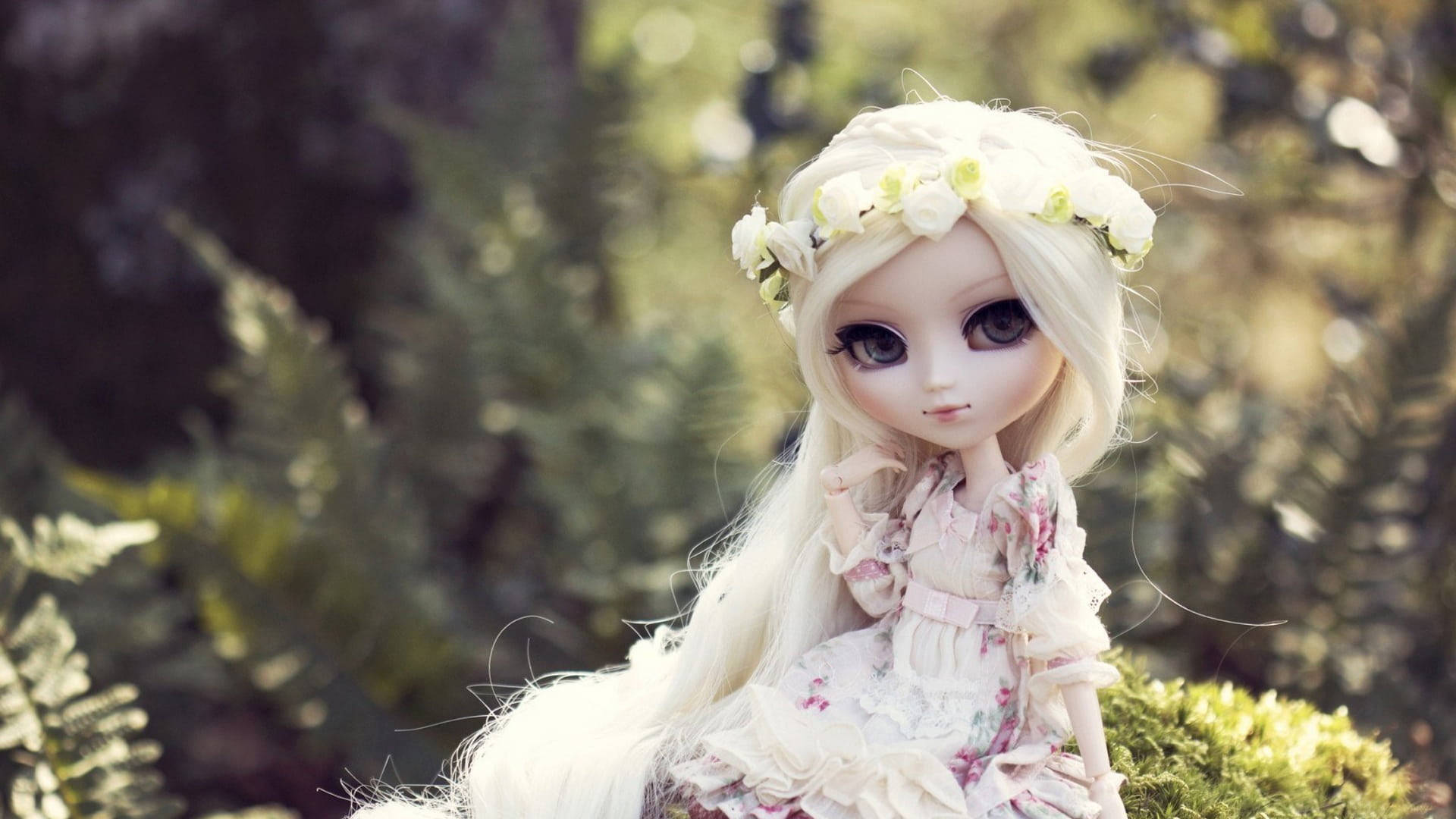 Barbie Doll, floral dress, floral crown, Full HD Desktop Wallpaper