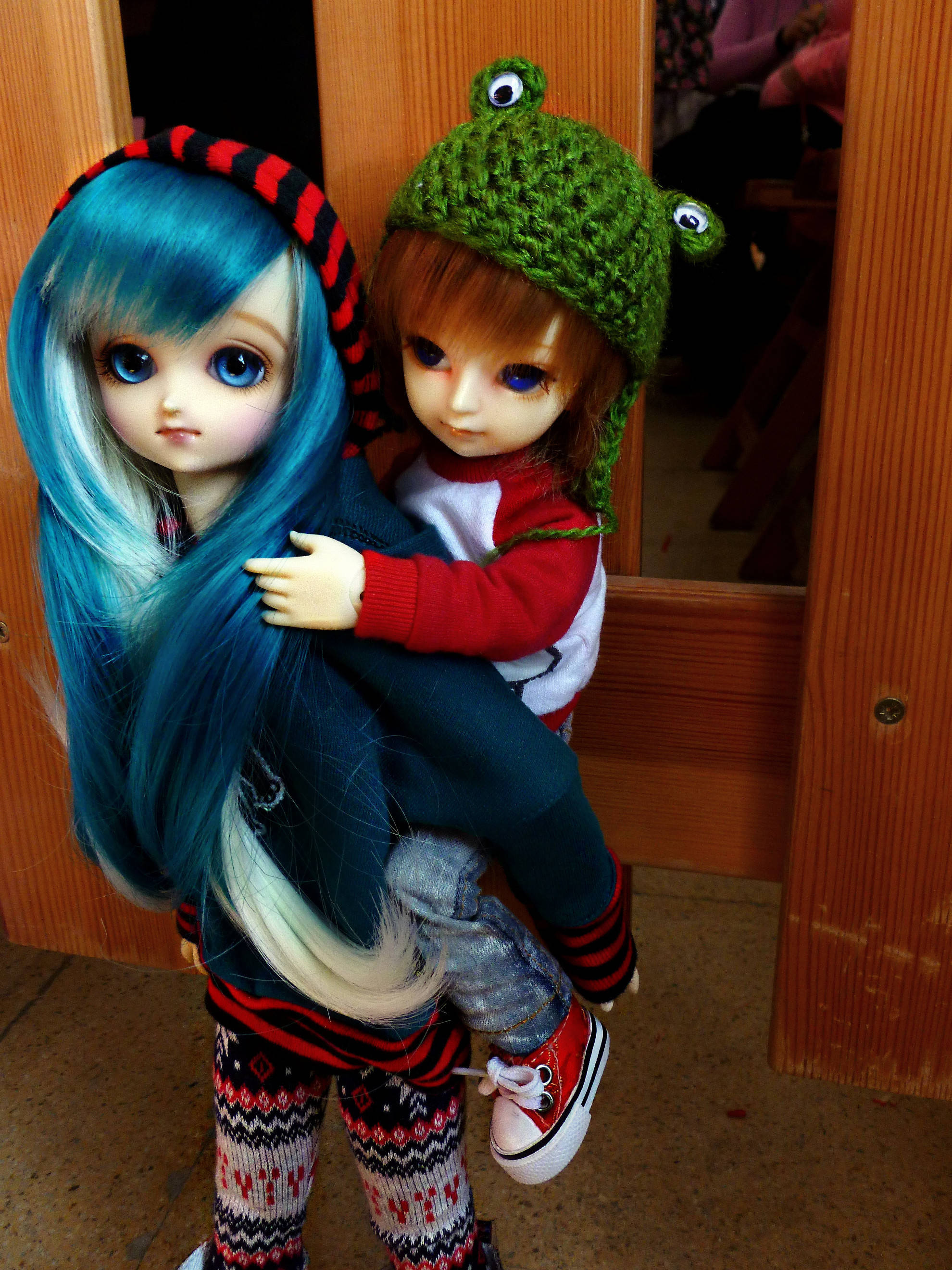 Barbie Doll, blue hair, festive socks, 2K Phone Wallpaper