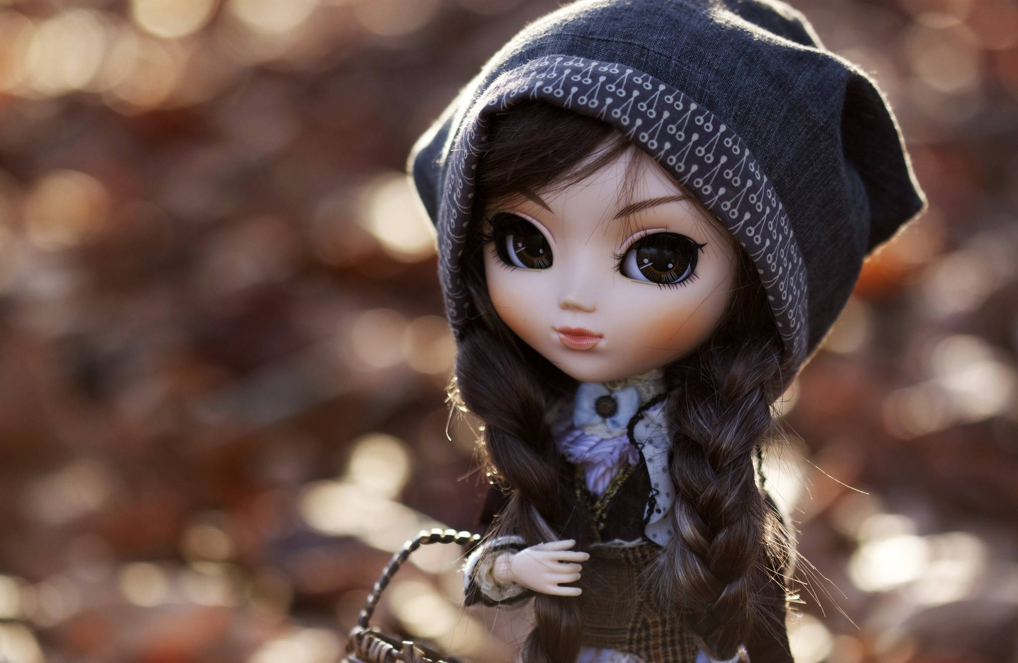 Barbie Doll, gray hooded cloak, large eyes, Full HD Desktop Wallpaper