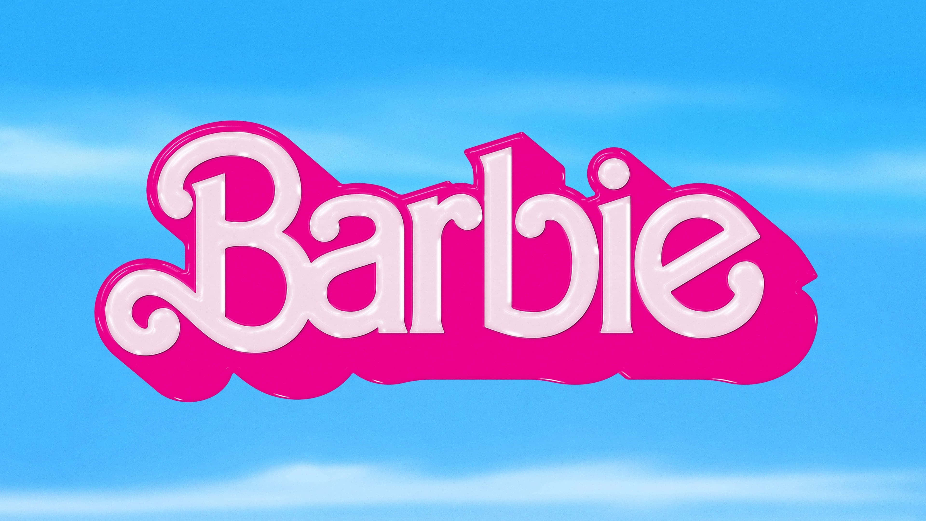 Barbie logo, glossy pink, white, 4K Desktop Wallpaper