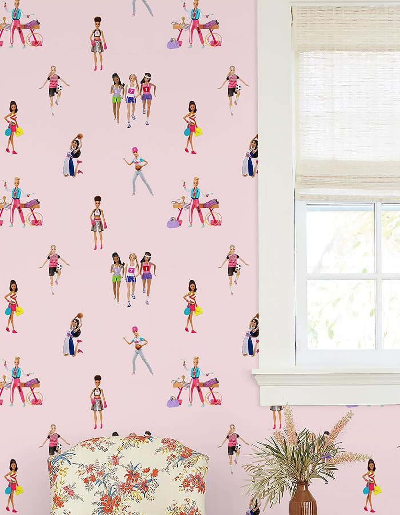 Barbie, pink wallpaper, repeating Barbie dolls, HD Phone Wallpaper