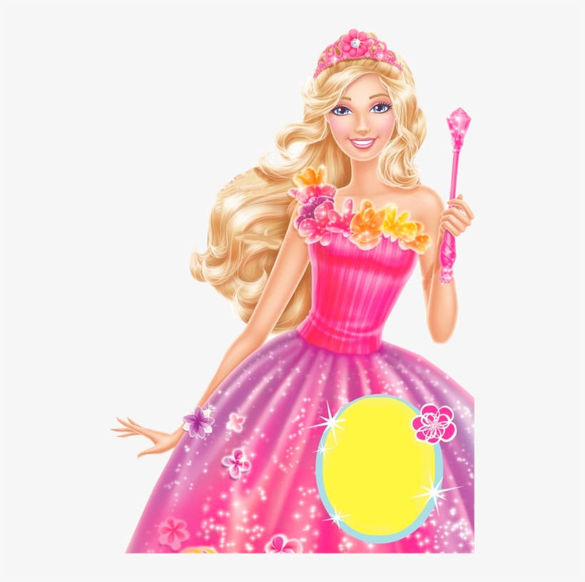 Barbie Princess, wand, pink floral gown, SD Desktop Wallpaper