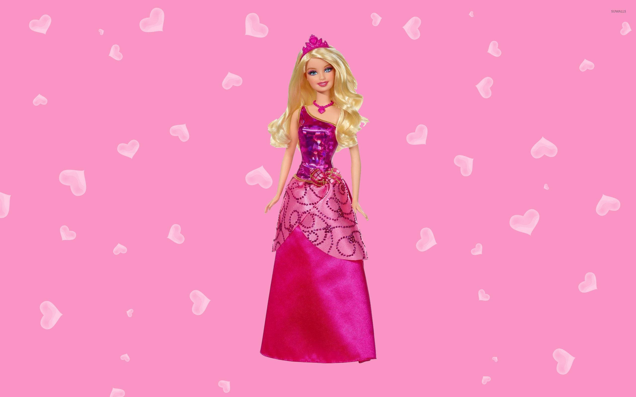 Barbie, pink dress, shimmering pink gown, 2K Desktop Wallpaper