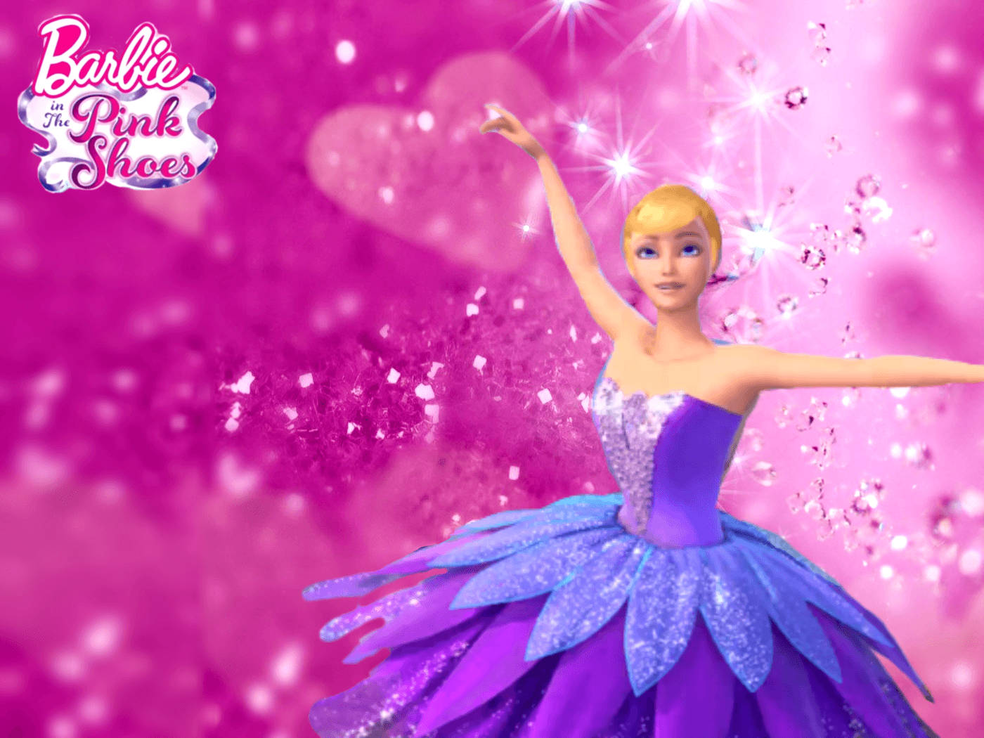 Barbie, pink shoes ballerina, sparkling purple ballet dress, HD Desktop Wallpaper