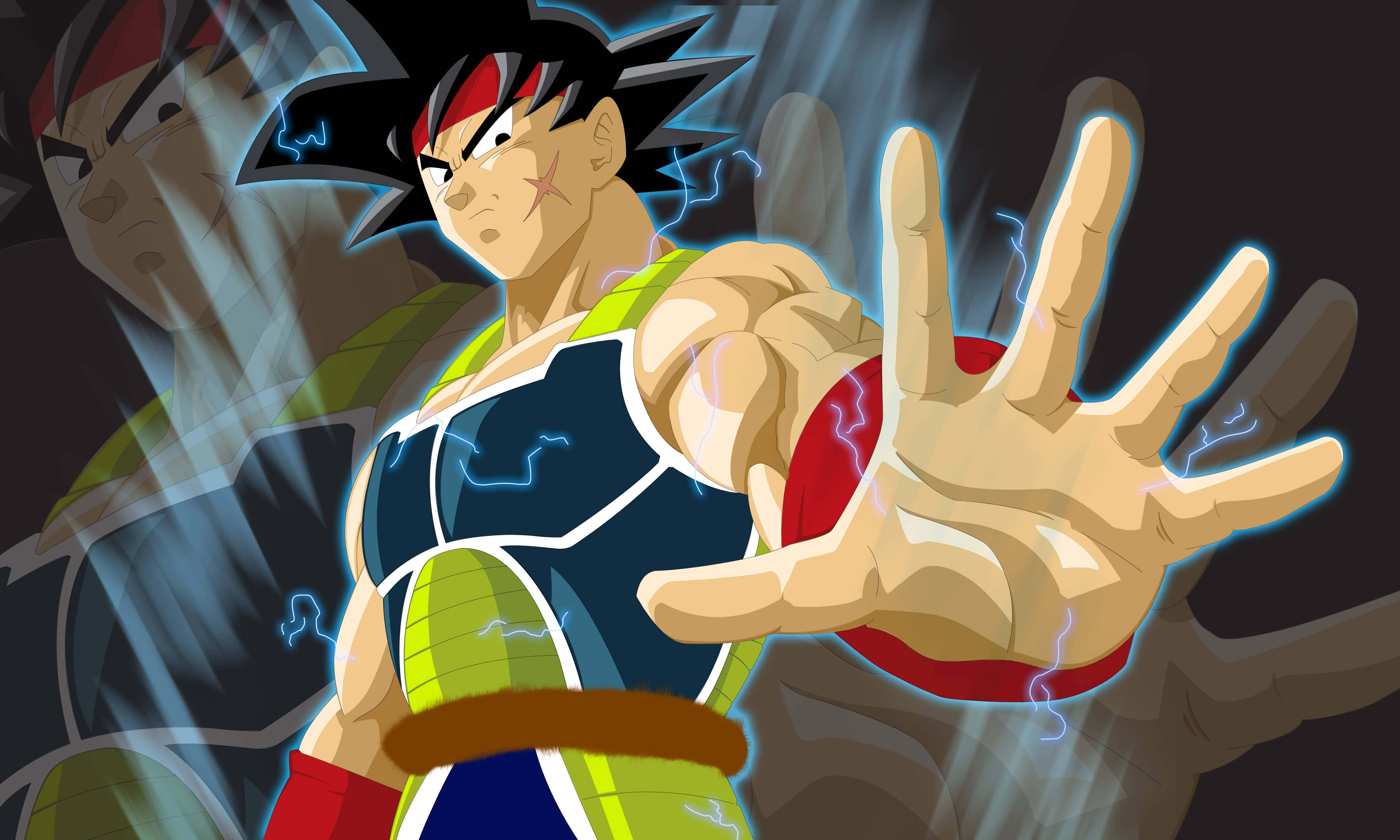 Bardock, blue lightning energy, spiky hair, 4K Desktop Wallpaper