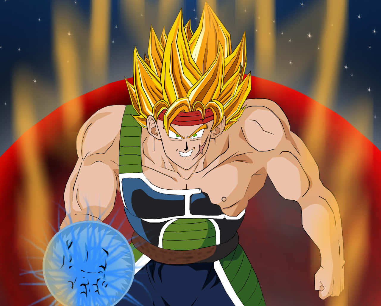 Bardock, spiky golden hair, green armor, HD Desktop Wallpaper