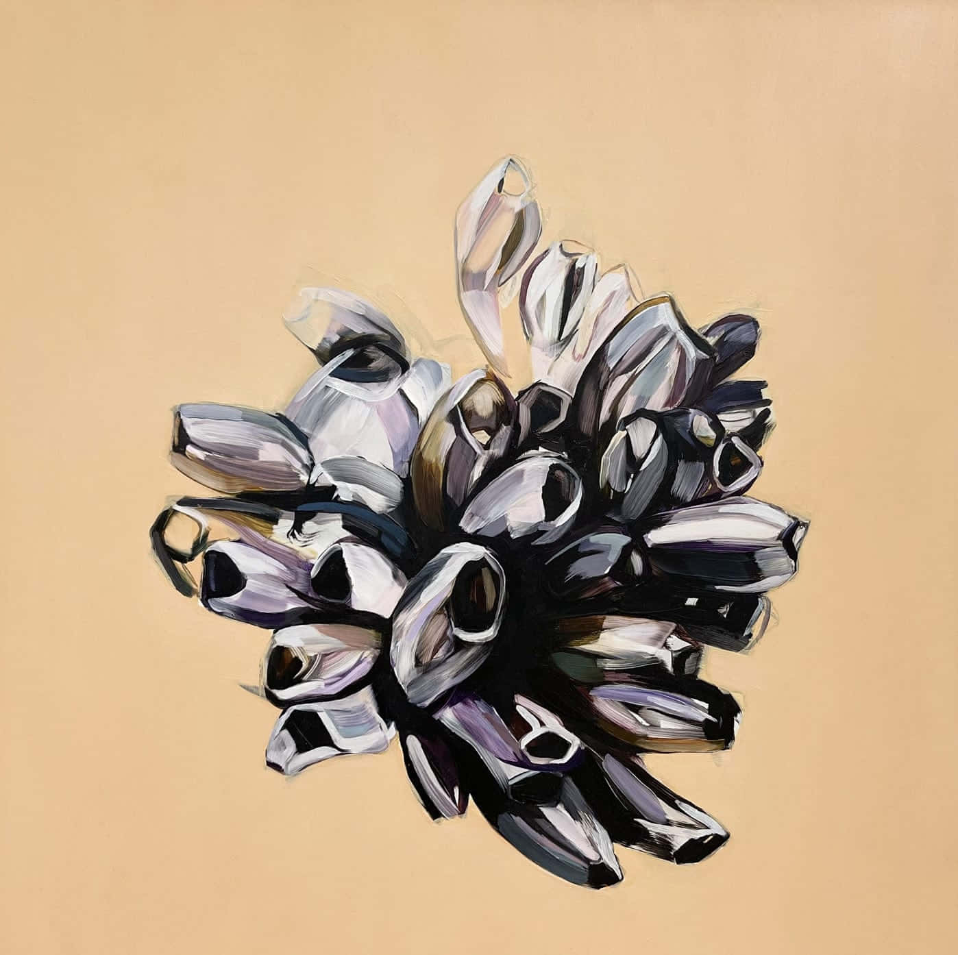 abstract barnacle painting, fragmented metallic shapes, central point, HD Desktop Wallpaper