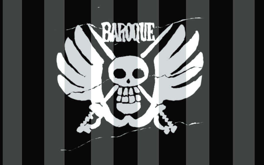 Baroque, black and white skull, wings, SD Desktop Wallpaper
