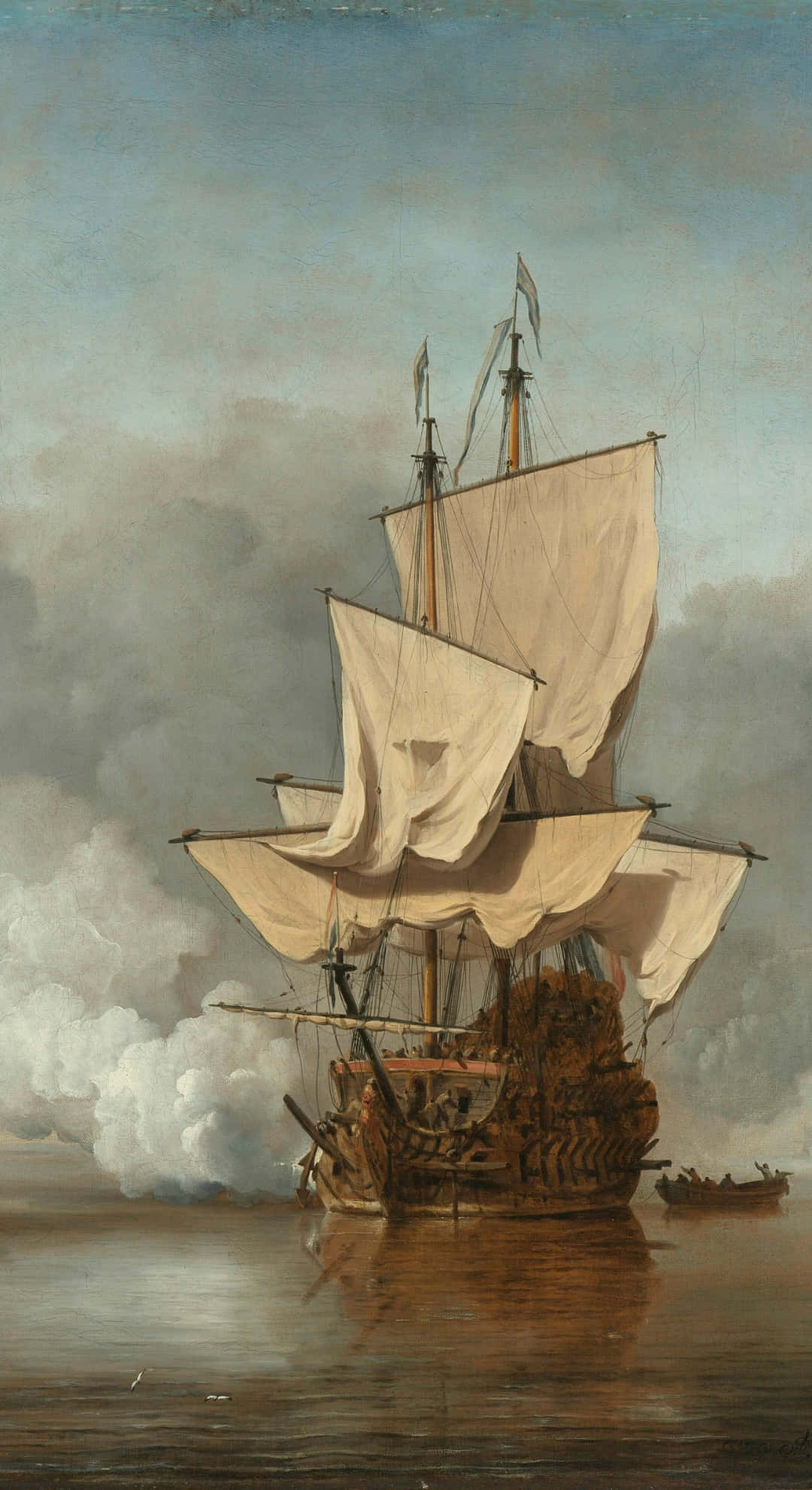 Baroque, sailing ship, white sails, Full HD Phone Wallpaper