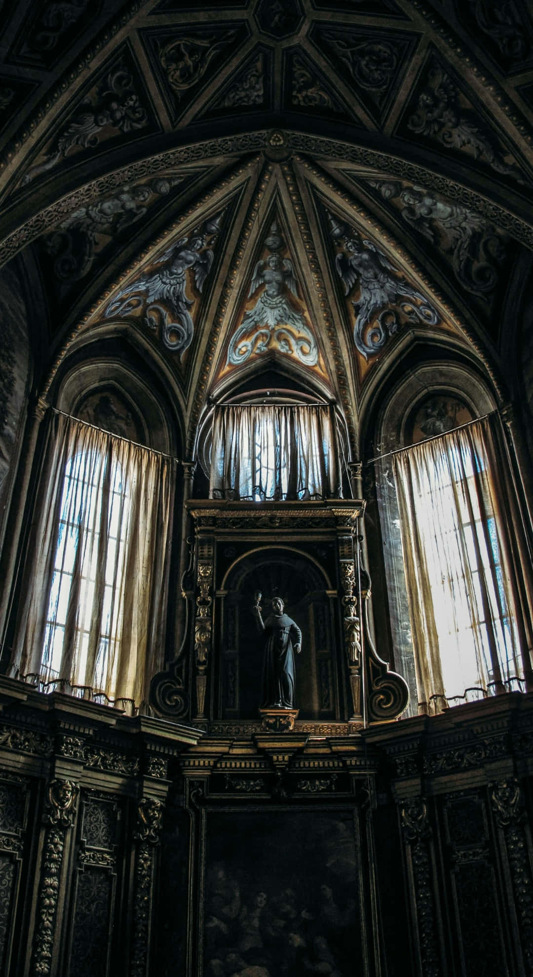Baroque, architectural interior, chapel ceiling, Full HD Phone Wallpaper