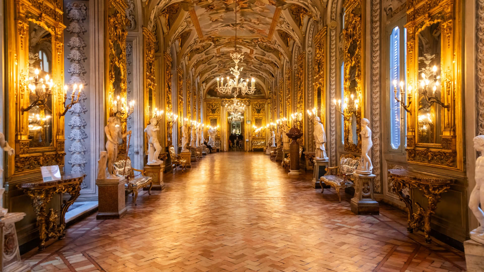 Baroque, palace interior, gilded walls, Full HD Desktop Wallpaper