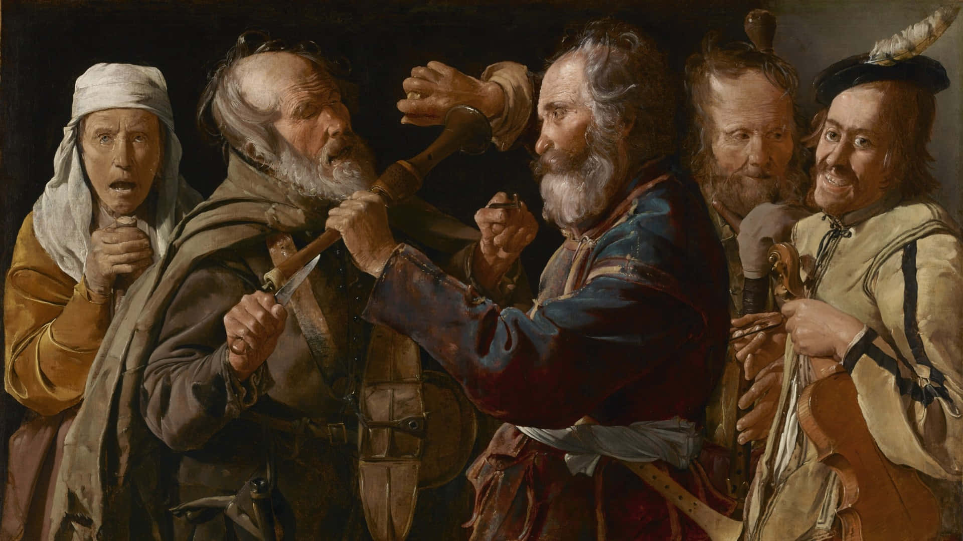 Baroque, religious scene, five men, Full HD Desktop Wallpaper