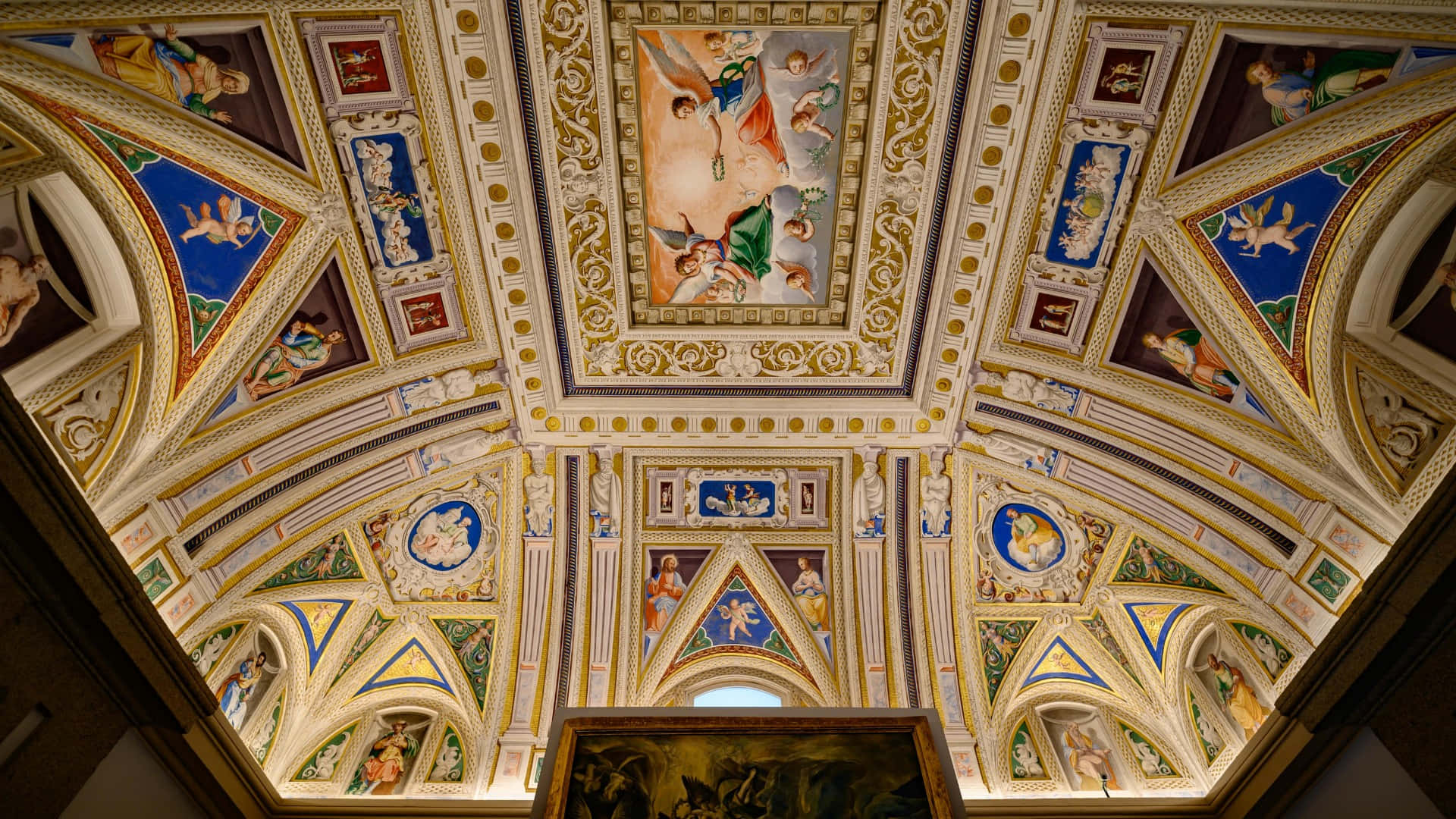 Baroque, ceiling fresco, angels, Full HD Desktop Wallpaper