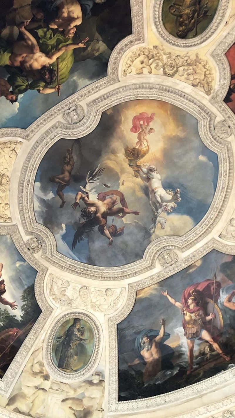 baroque ceiling frescoes, mythological figures, clouds, HD Phone Wallpaper