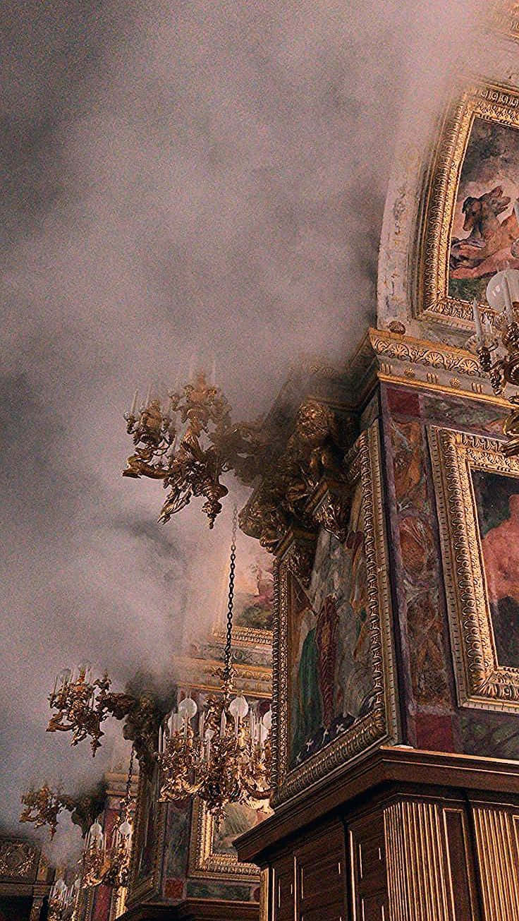 Baroque, gilded chandeliers, framed paintings, HD Phone Wallpaper