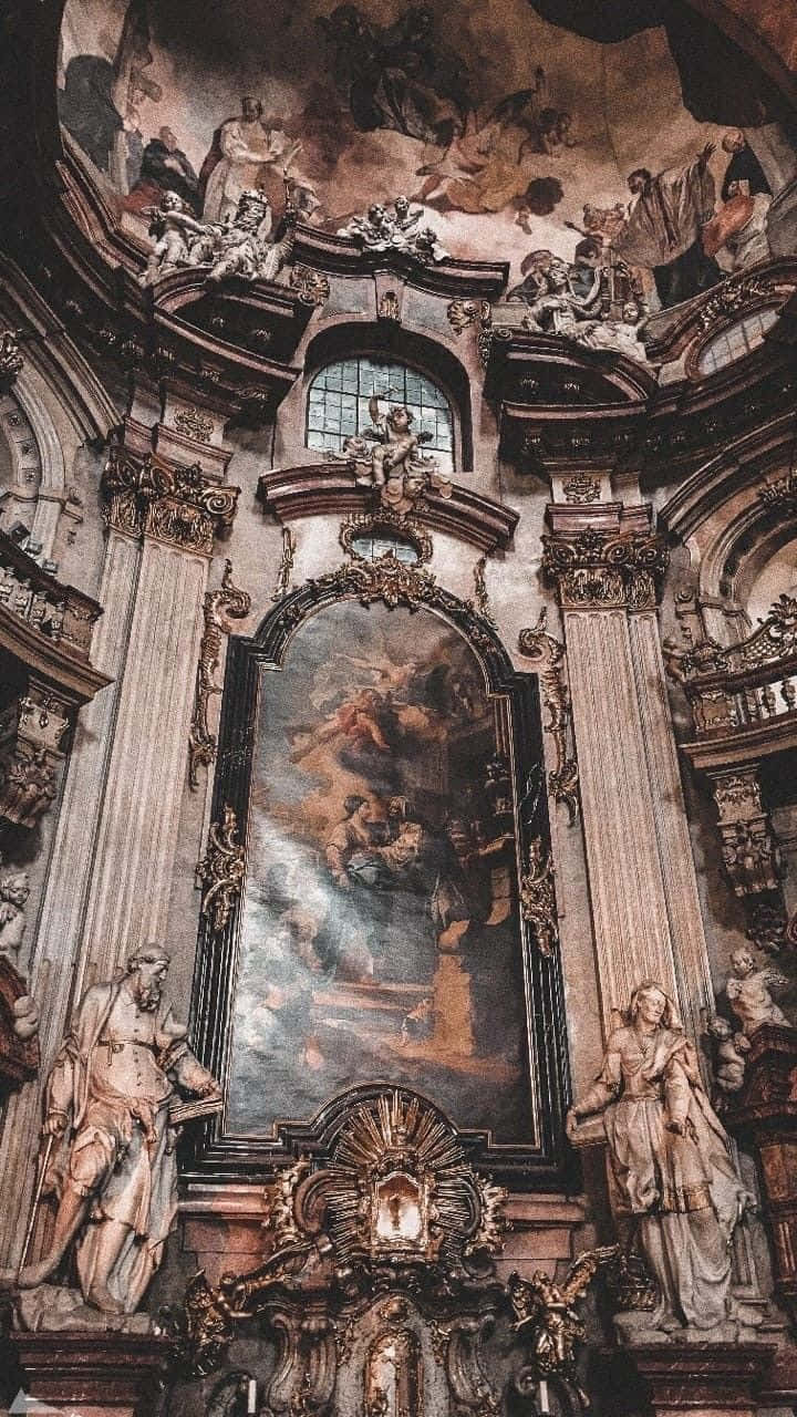 Baroque, church altar, gilded statues, HD Phone Wallpaper
