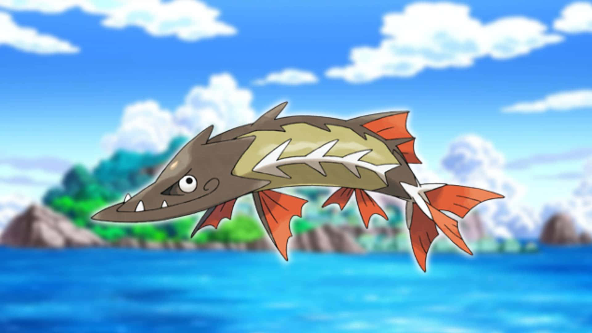 Barraskewda, orange fins, white spikes, Full HD Desktop Wallpaper