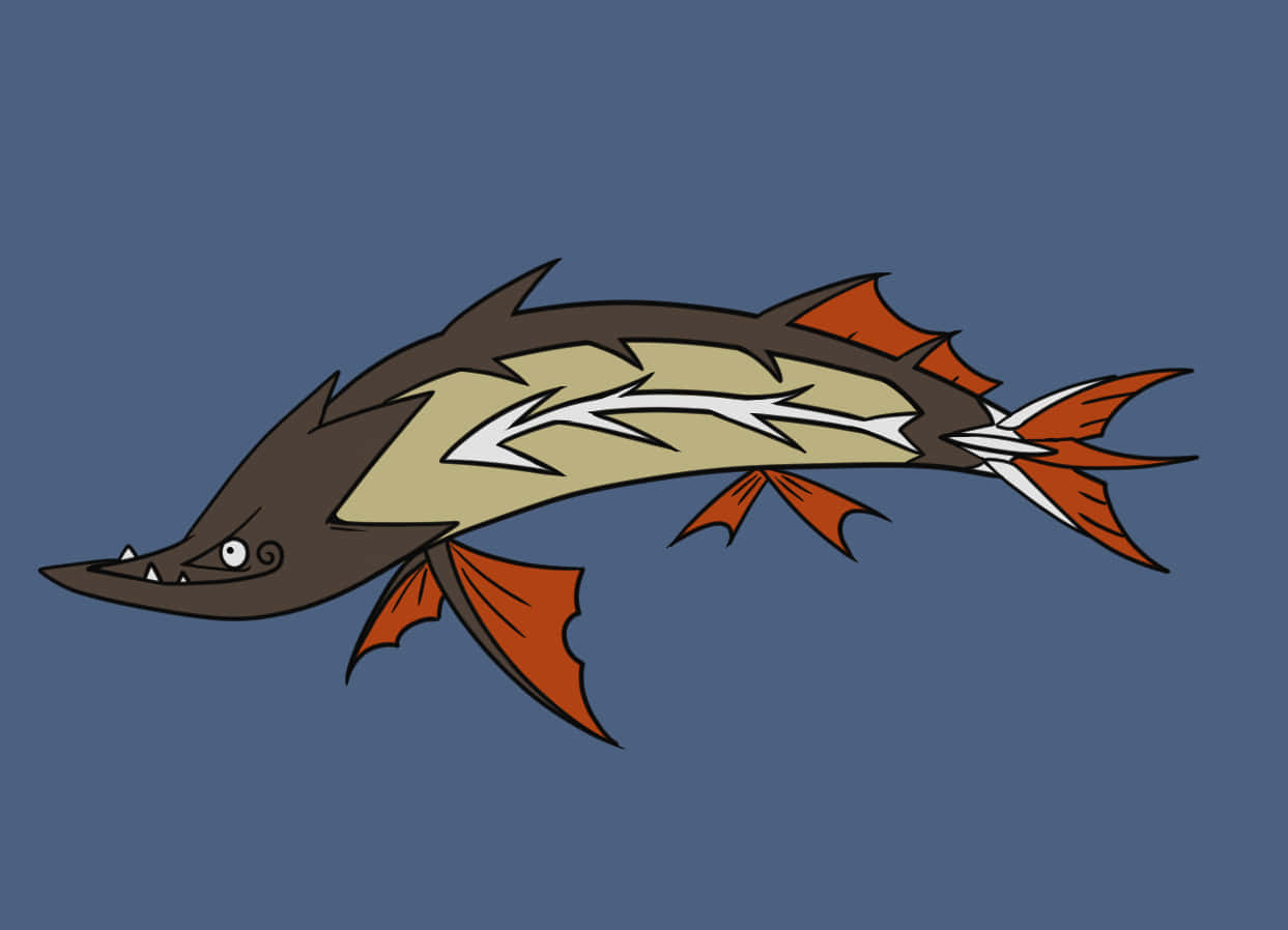 Barraskewda, blue background, orange fins, SD Desktop Wallpaper