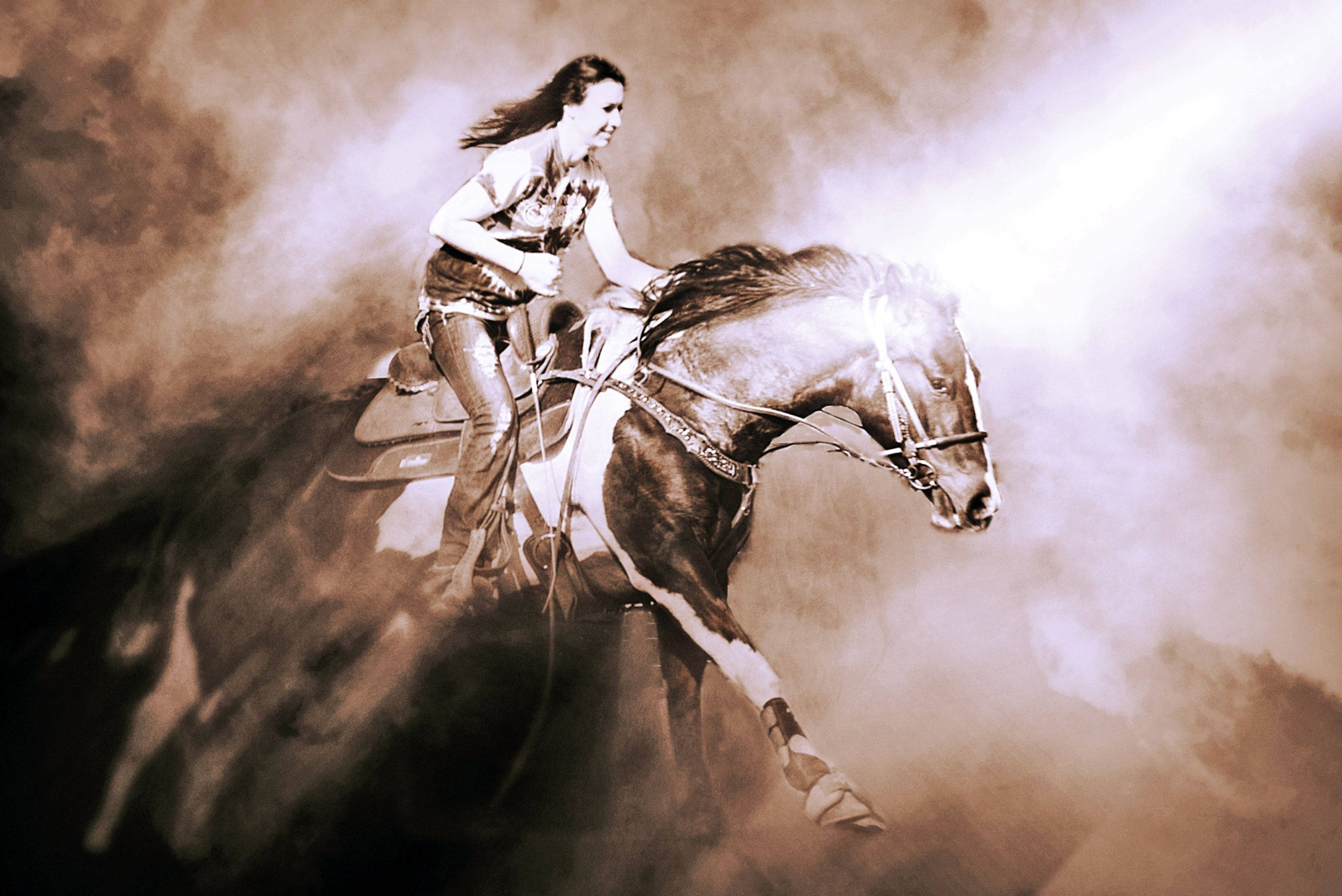 barrel racing, woman, galloping horse, 2K Desktop Wallpaper