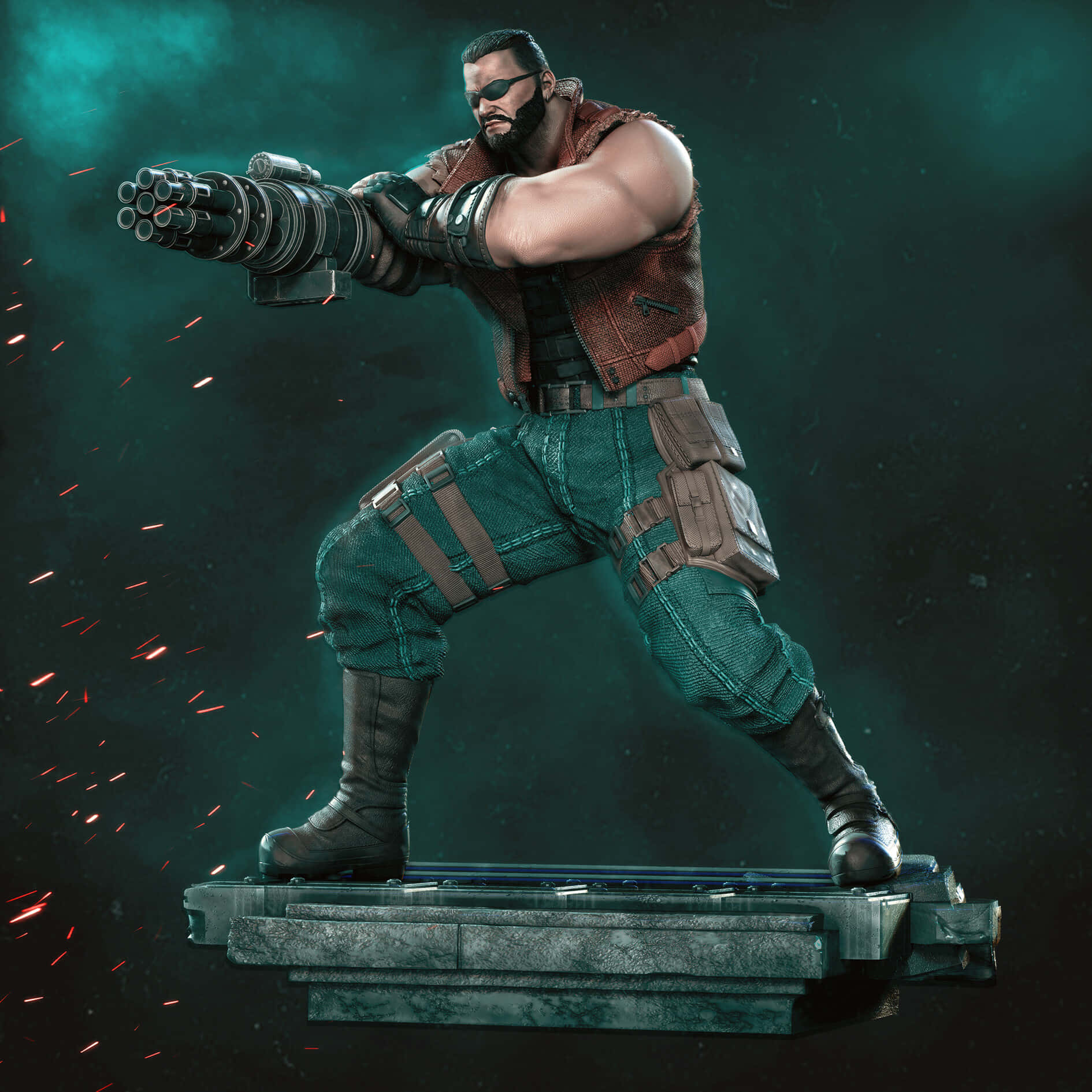 Barret Wallace, eyepatch, heavy weapon, HD Desktop Wallpaper