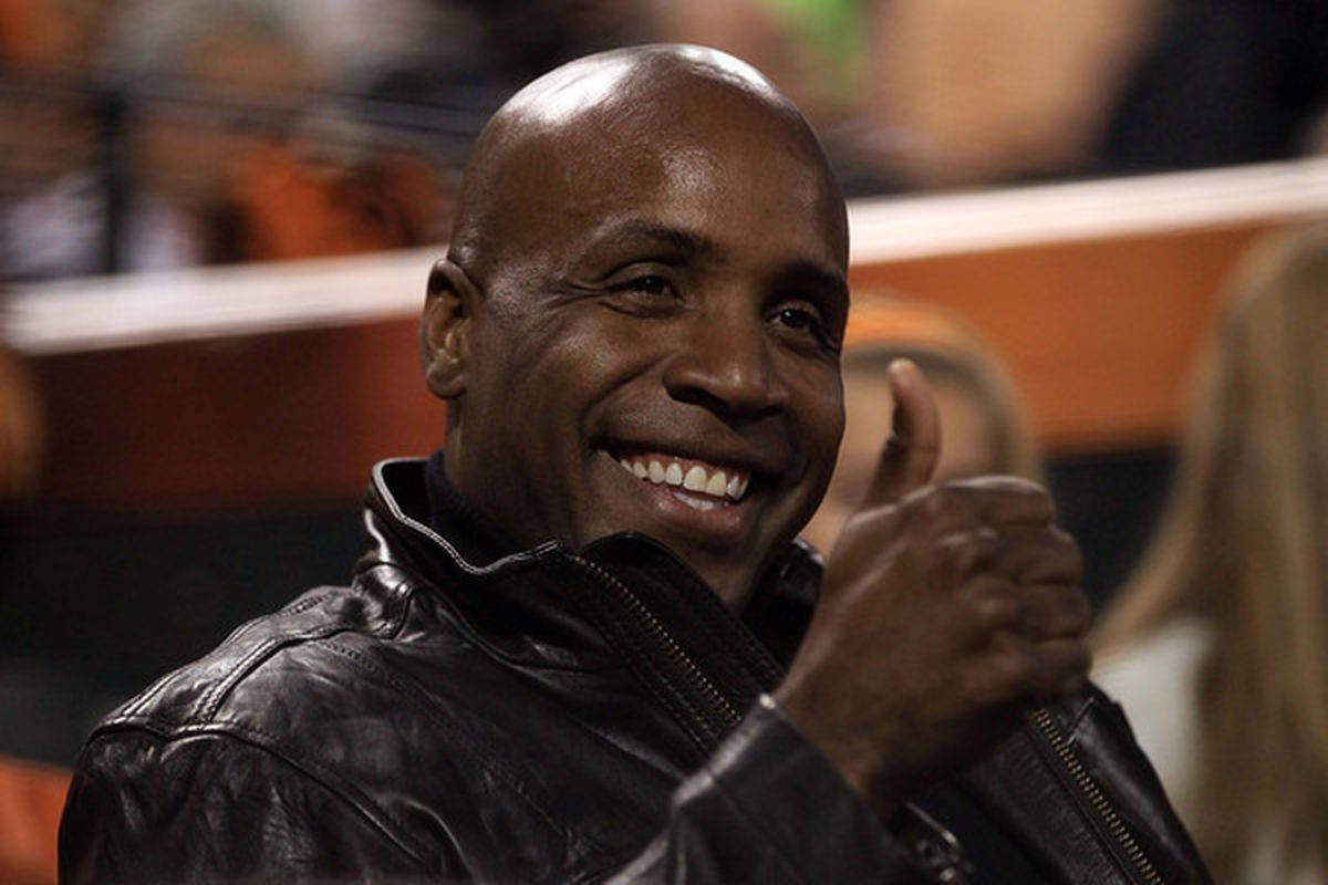 Barry Bonds, black leather jacket, thumbs up, SD Desktop Wallpaper