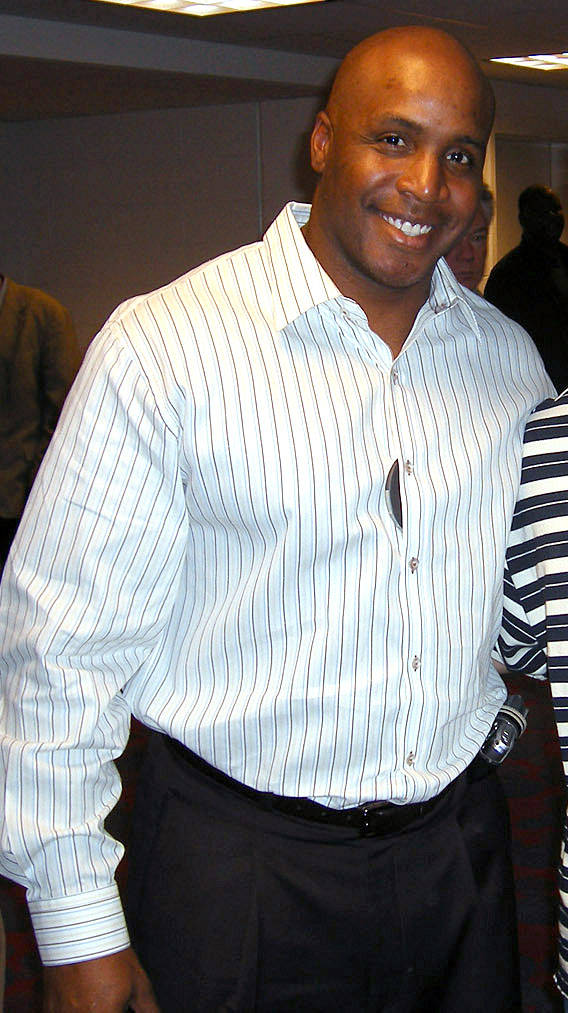 Barry Bonds, formal attire, white pinstripe shirt, SD Phone Wallpaper