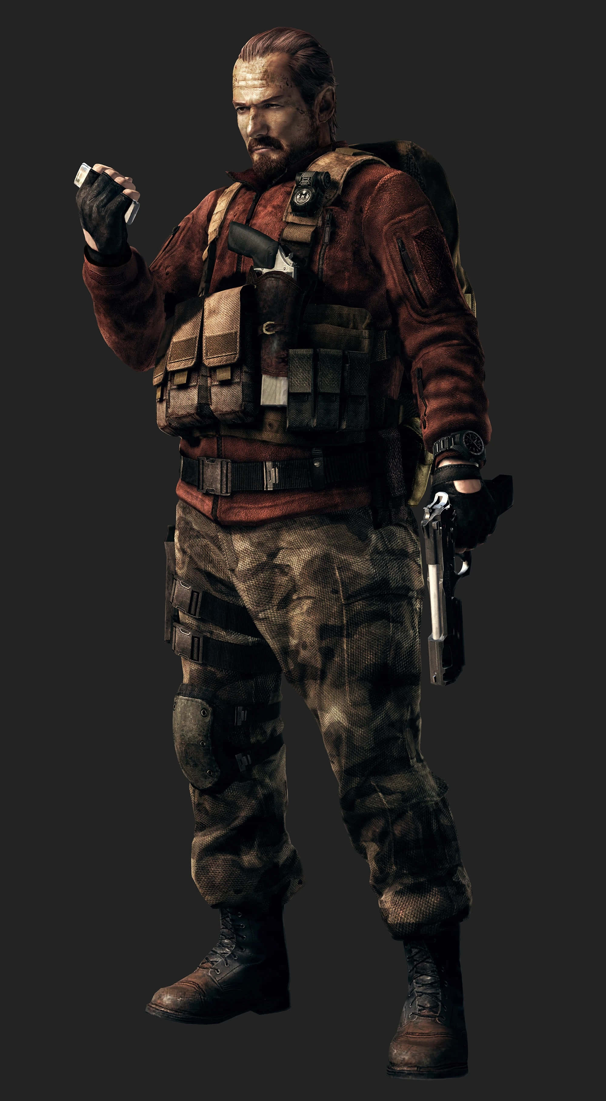 Barry Burton, tactical gear, pistol, 2K Phone Wallpaper