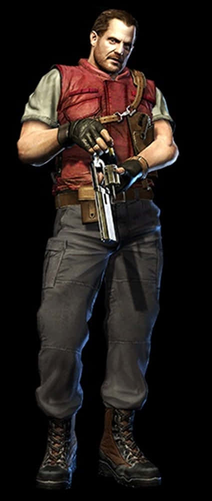 Barry Burton, red vest, cargo pants, SD Phone Wallpaper