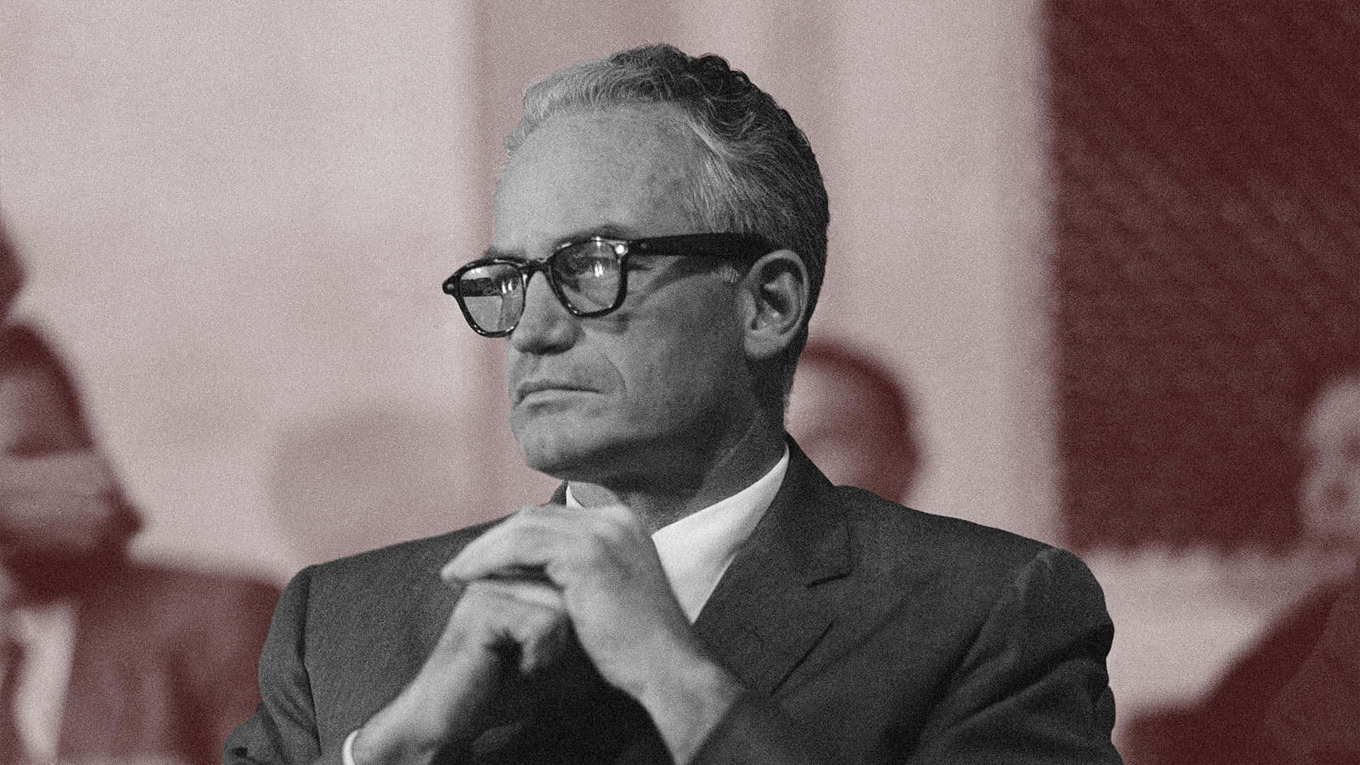 Barry Goldwater, black and white portrait, glasses, Full HD Desktop Wallpaper