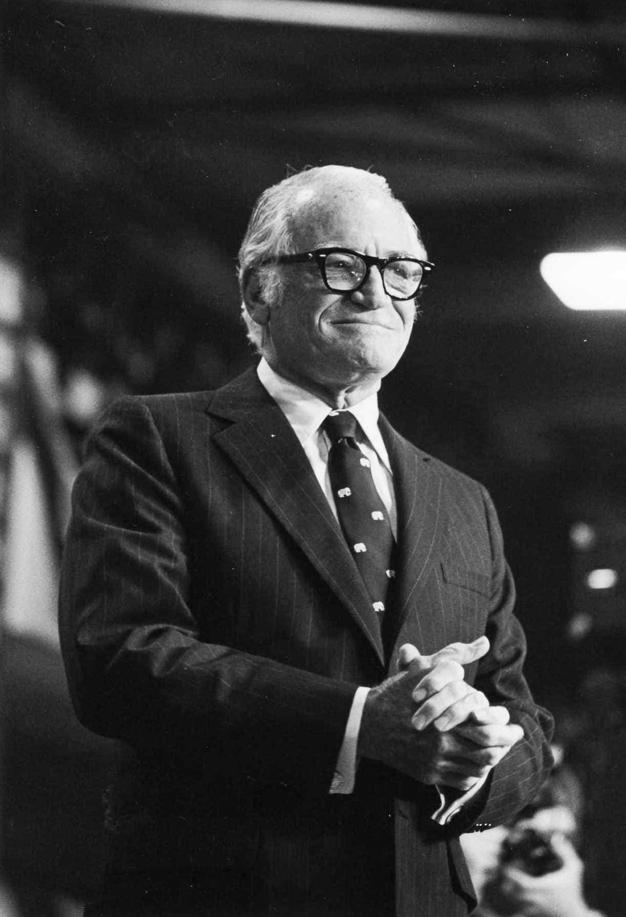 Barry Goldwater, black and white portrait, older man, HD Phone Wallpaper