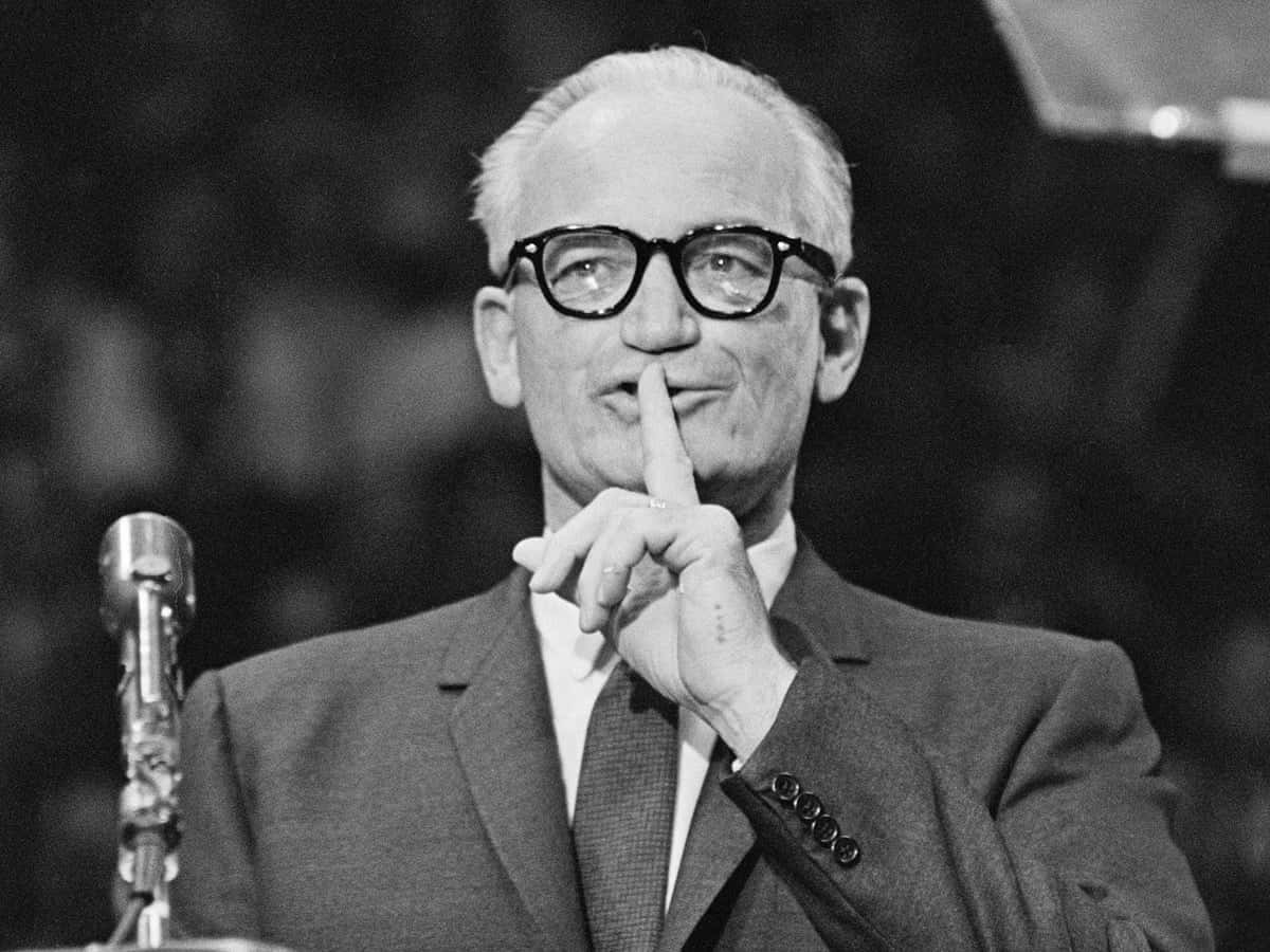 Barry Goldwater, black and white portrait, glasses, SD Desktop Wallpaper