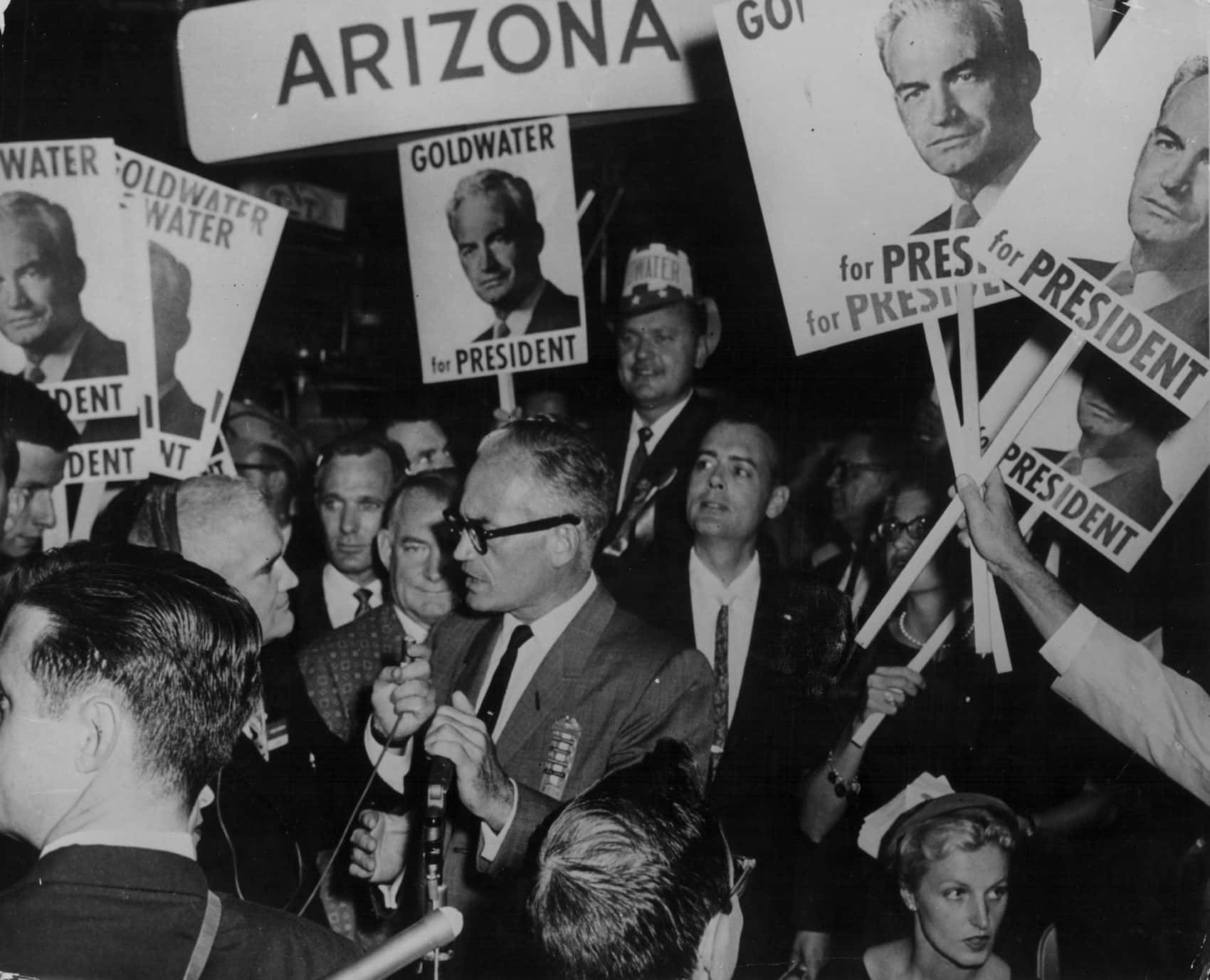 Barry Goldwater, 1964 Arizona political rally, supporters, HD Desktop Wallpaper