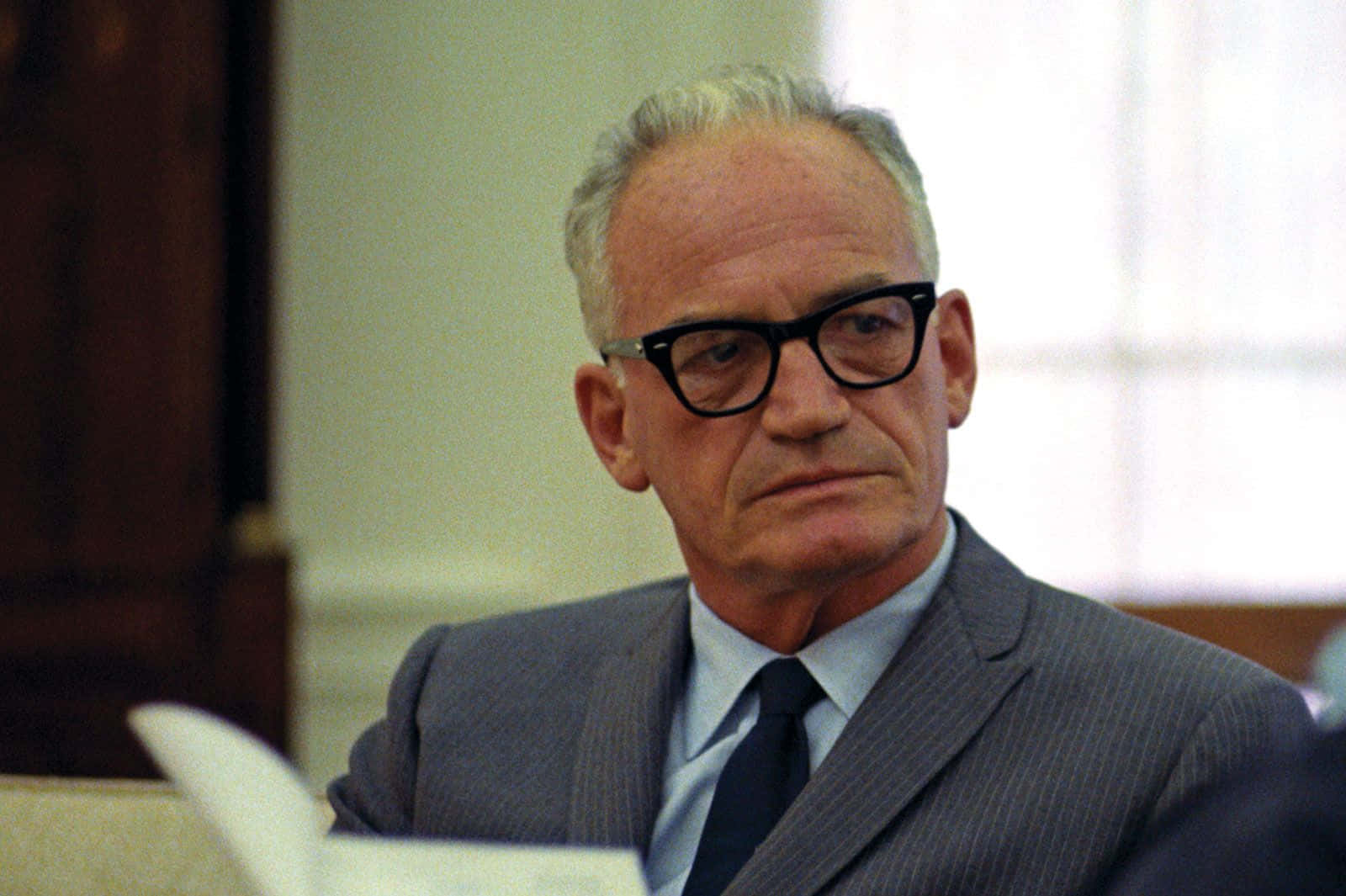 Barry Goldwater, pinstripe suit, thinning gray hair, HD Desktop Wallpaper