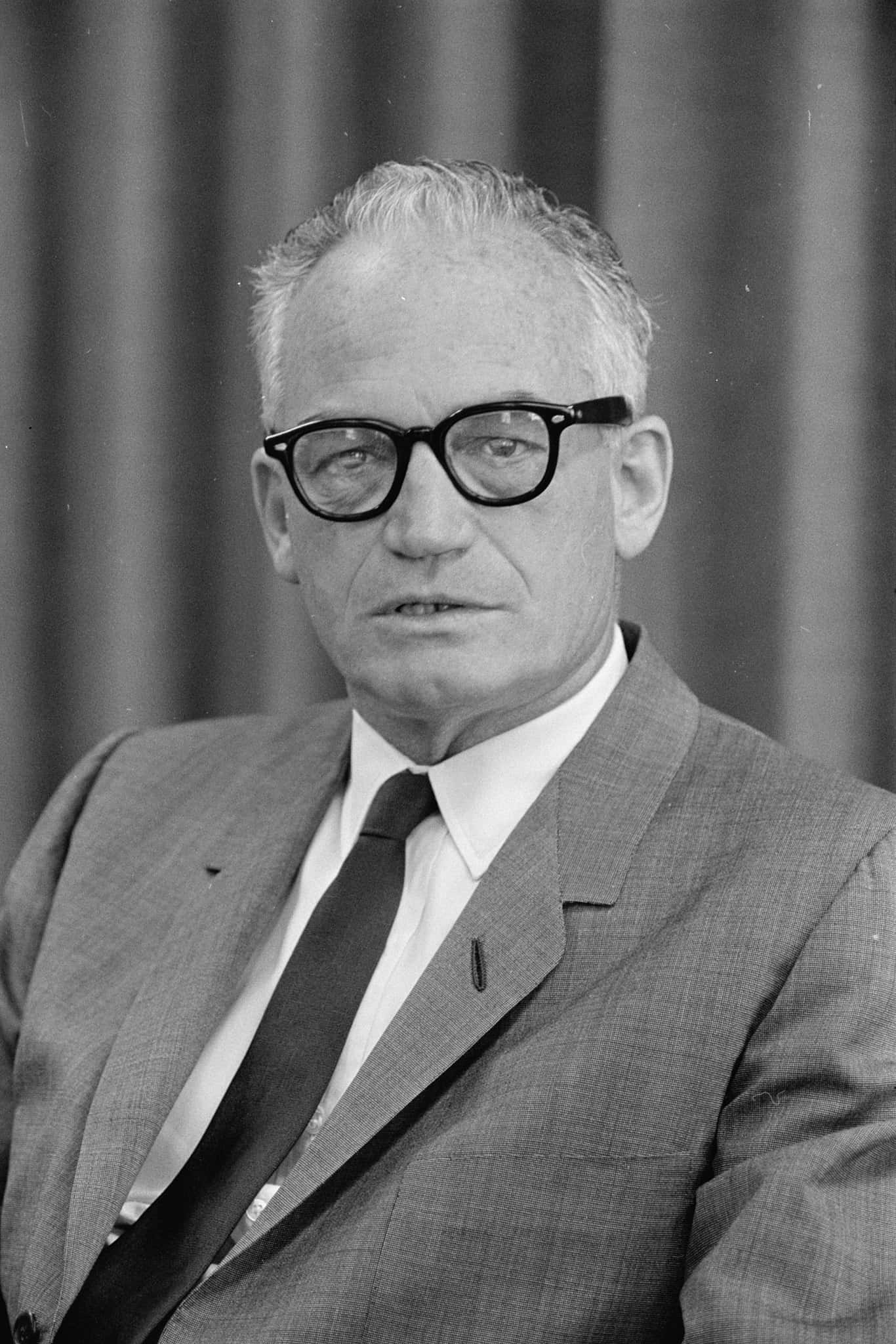 Barry Goldwater, black and white portrait, suit, Full HD Phone Wallpaper