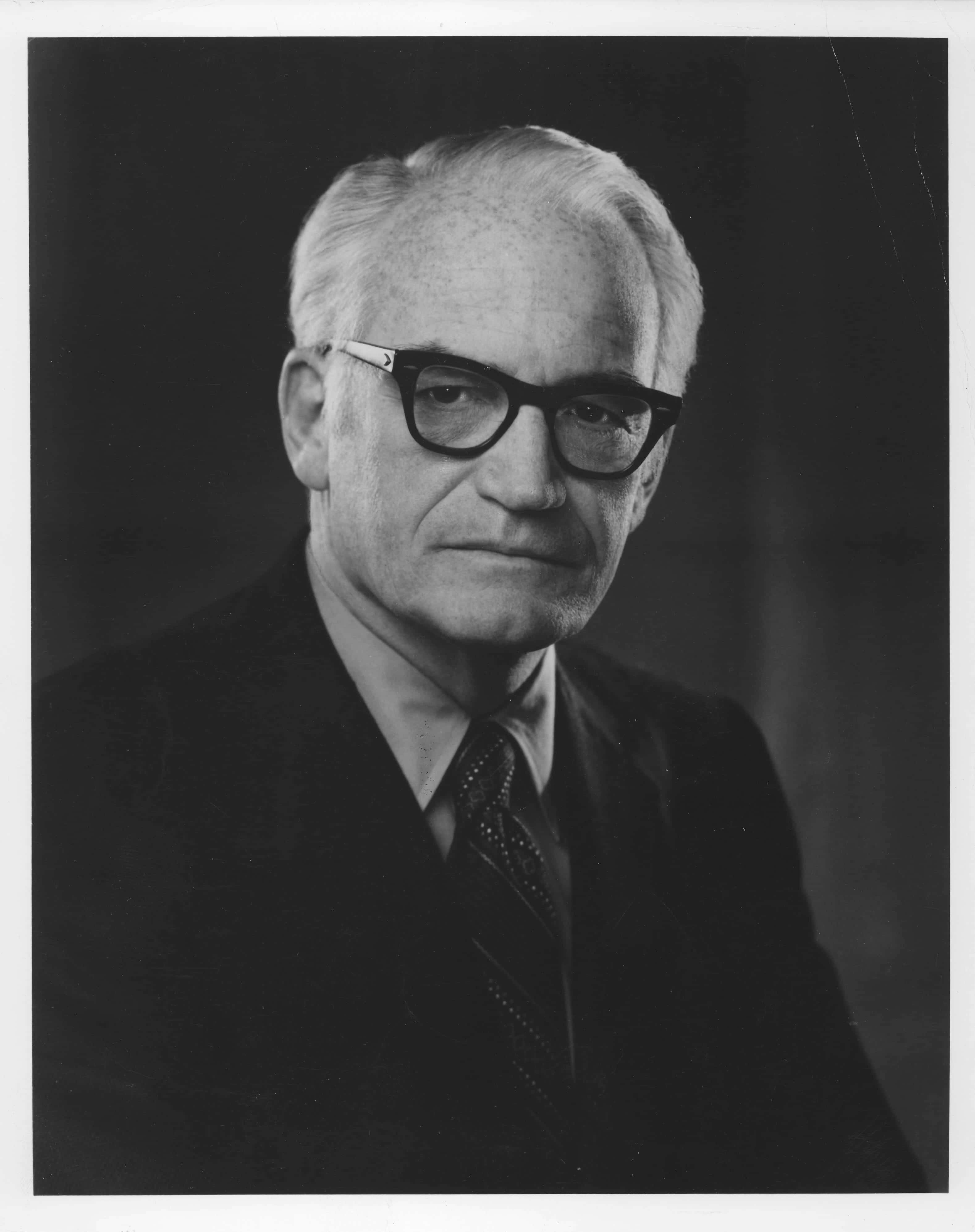 Barry Goldwater, black and white portrait, elderly man, 4K Phone Wallpaper